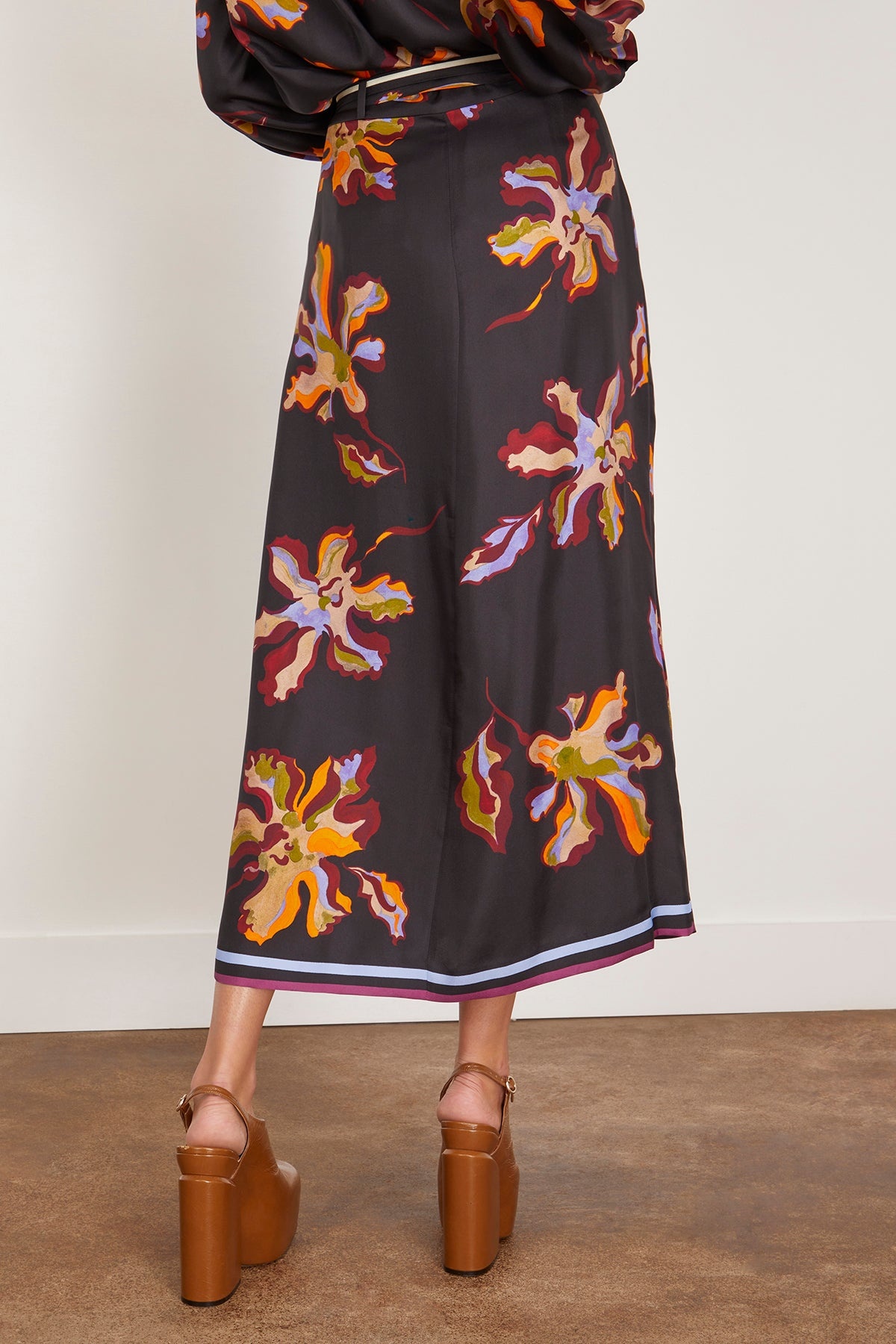 Floral Seductive Skirt in Flame All Over Print - 4