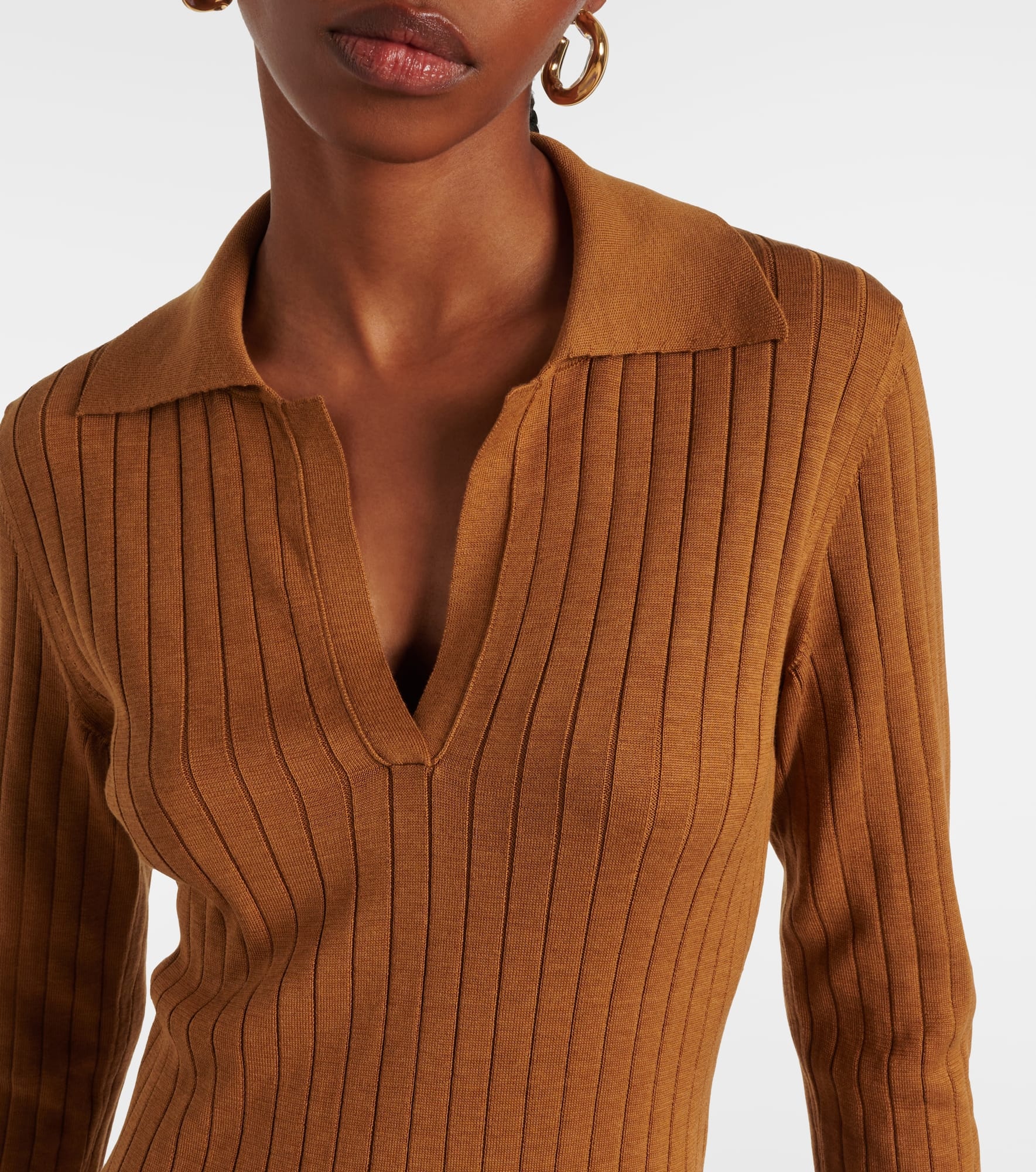 Ribbed-knit silk and cotton midi dress - 4