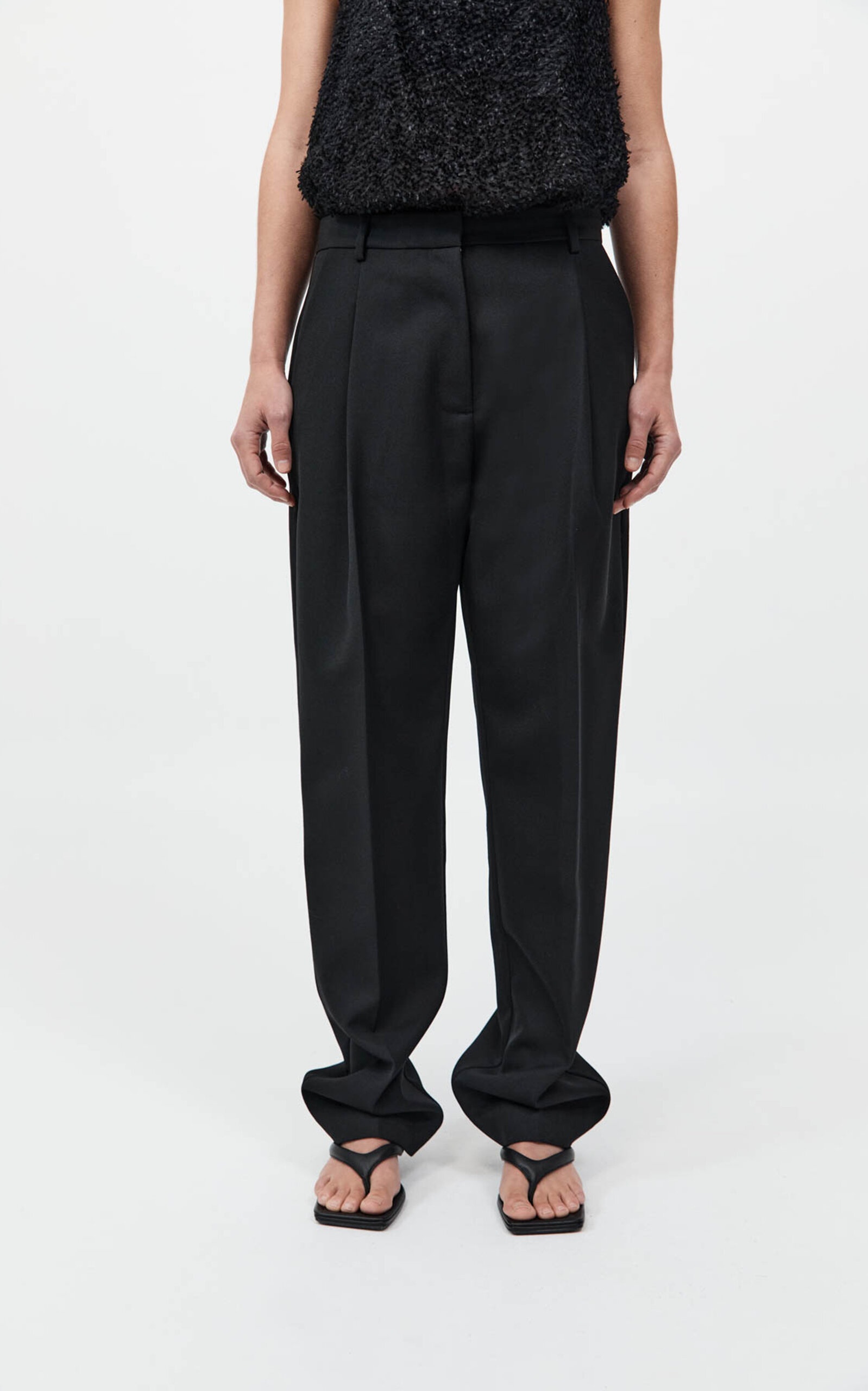 Pleated Wool-Blend Suiting Straight-Leg Pants black - 7