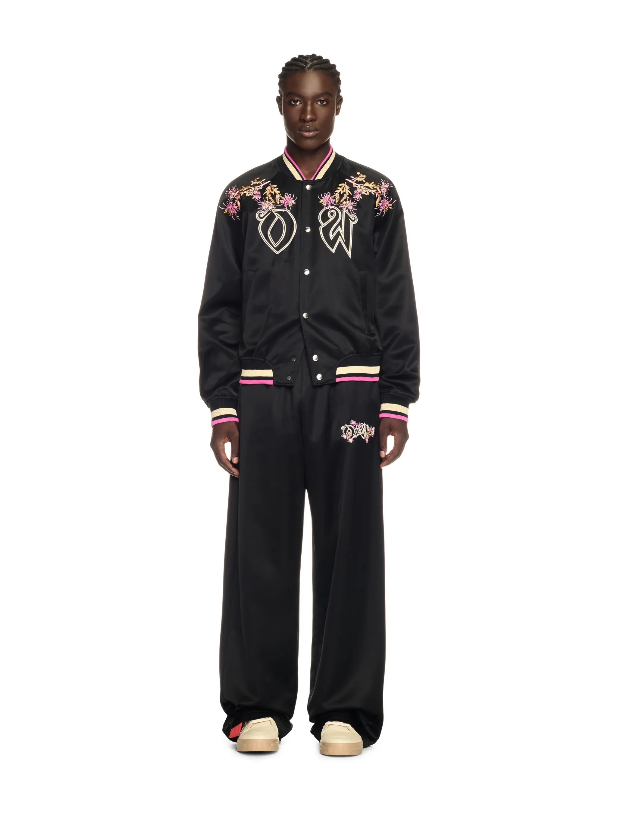 Black Eagle Diag Satin Joggers - 2