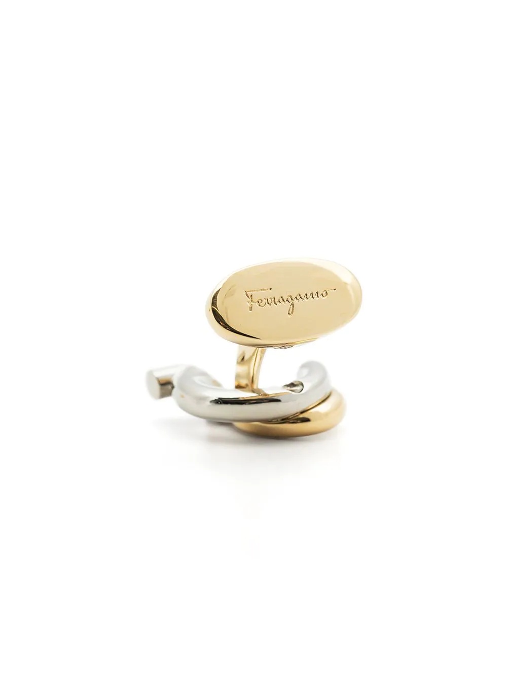 Gancio two-tone engraved-logo cufflinks - 2