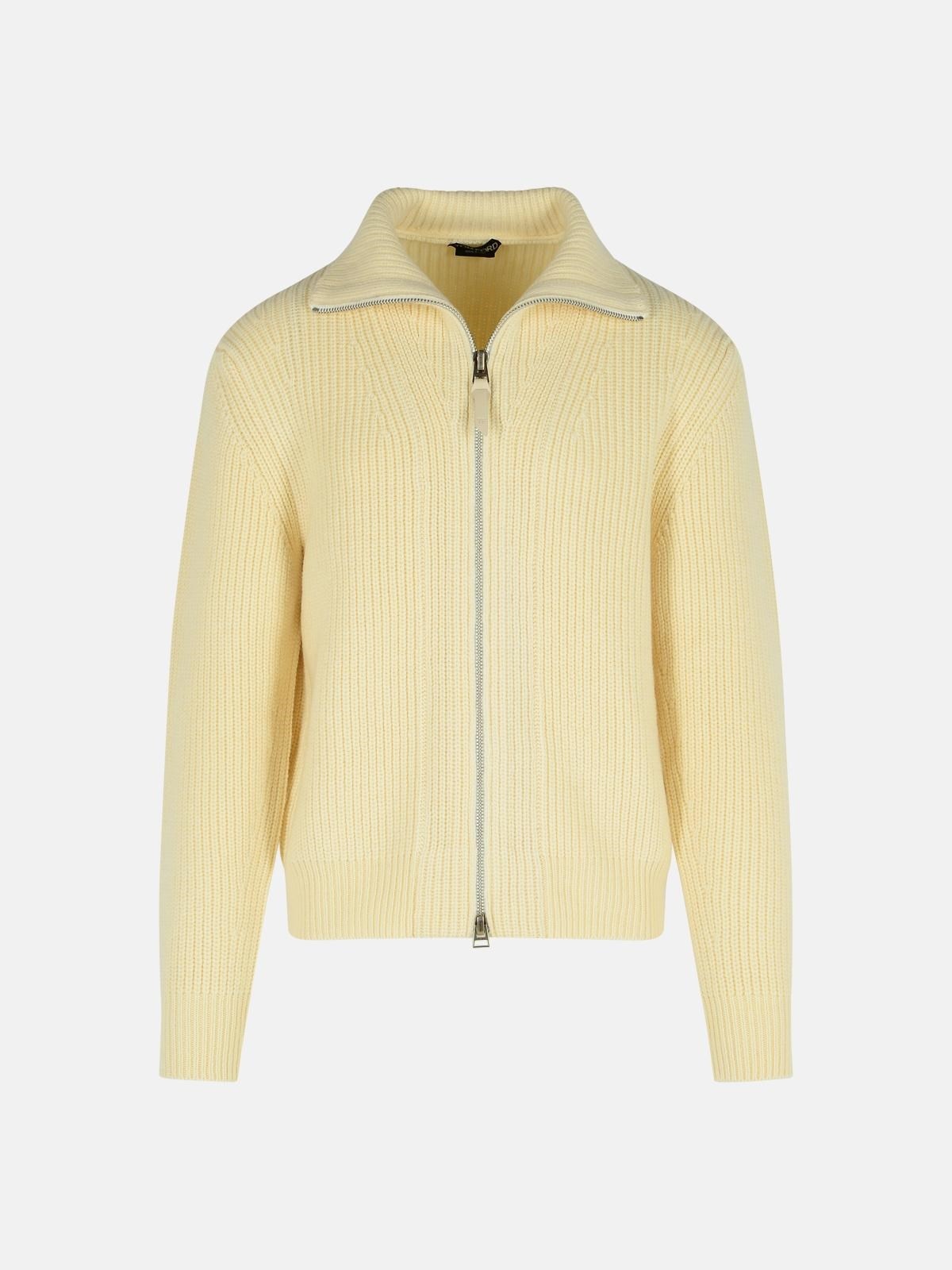 IVORY WOOL BLEND SWEATER - 1