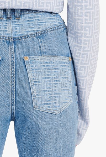 Bootcut light blue eco-designed jeans with Balmain monogram - 5