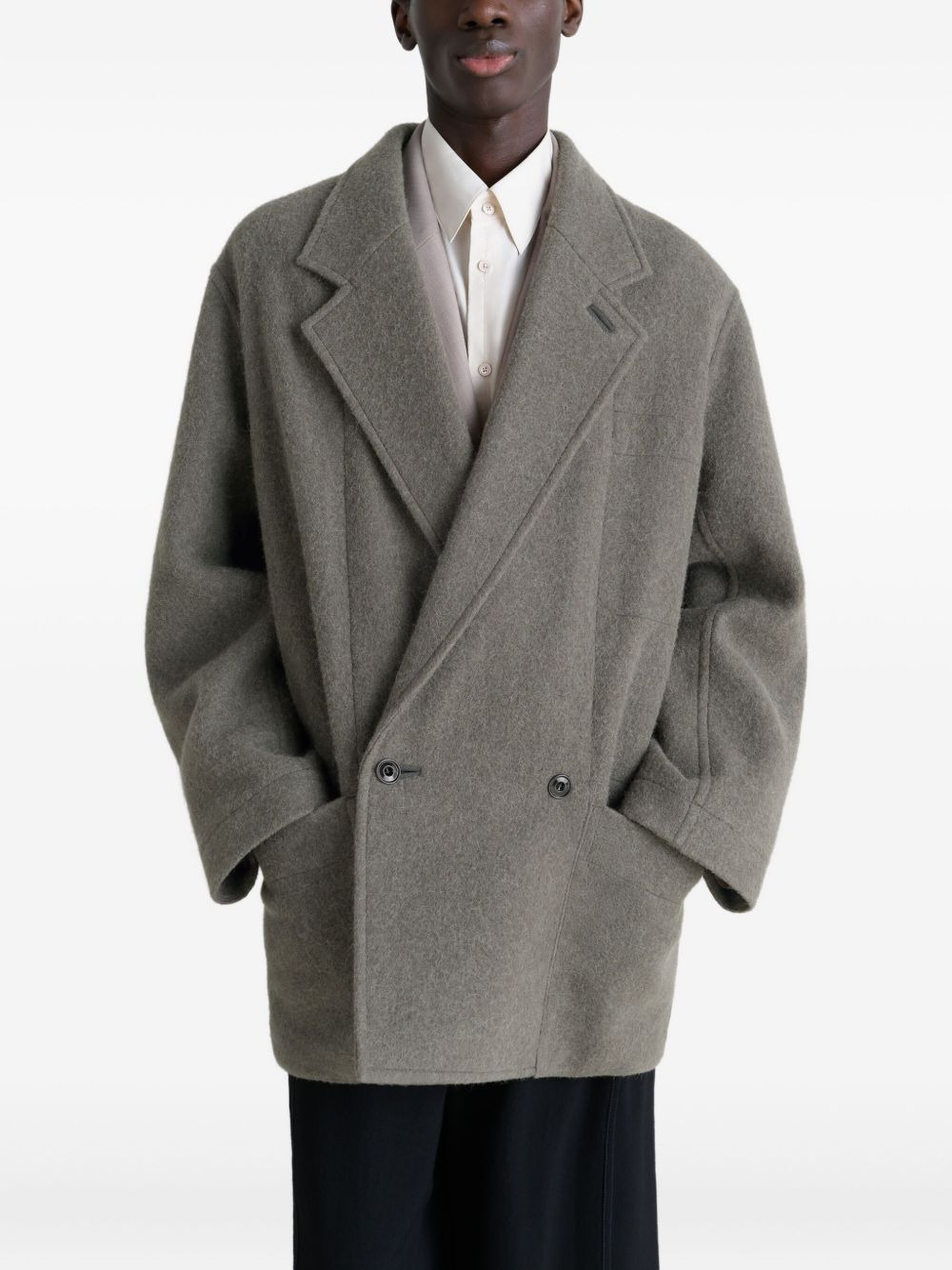 felt double-breasted coat - 3