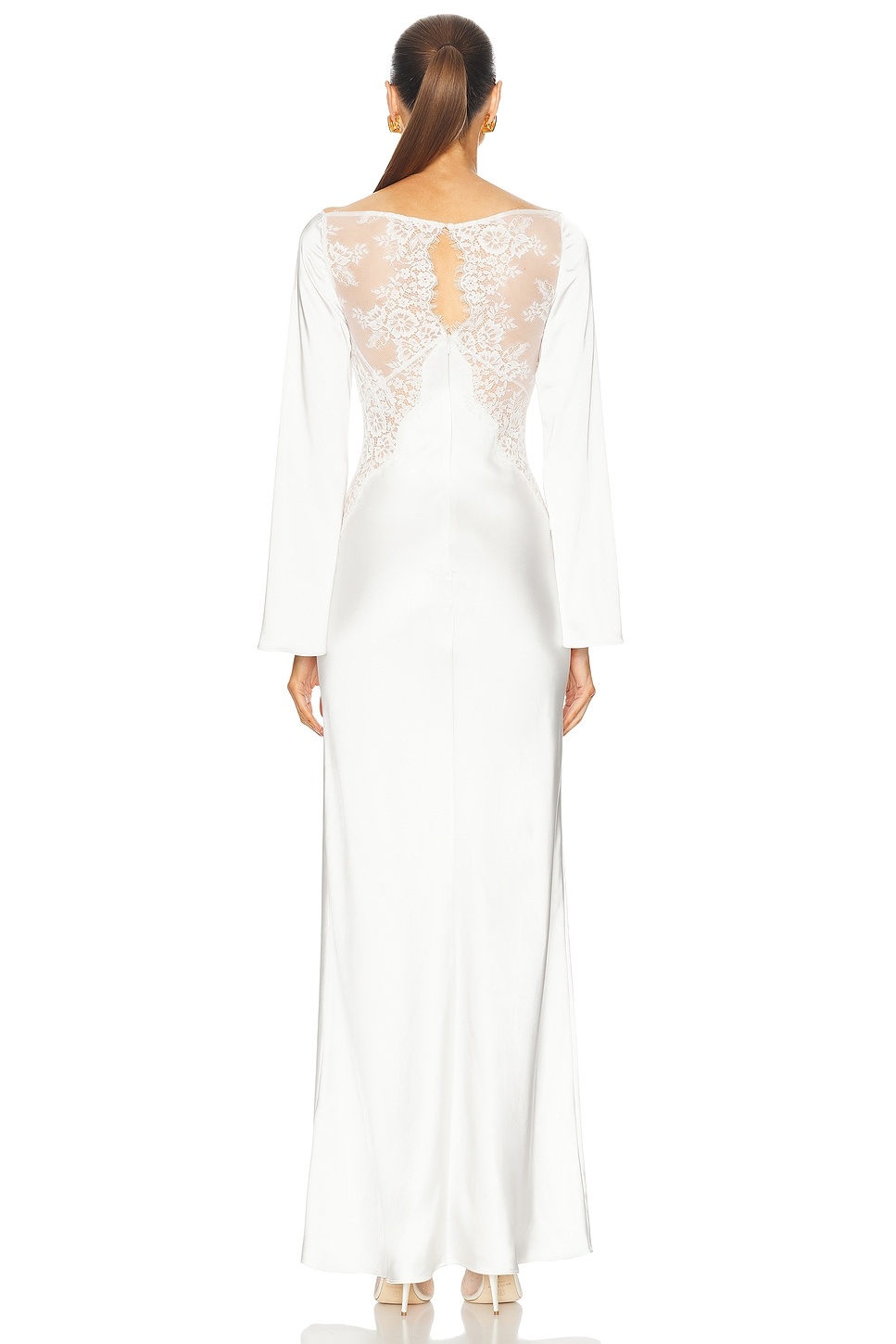 x Christopher Kane Lace Satin Long Sleeve Maxi Dress - 3