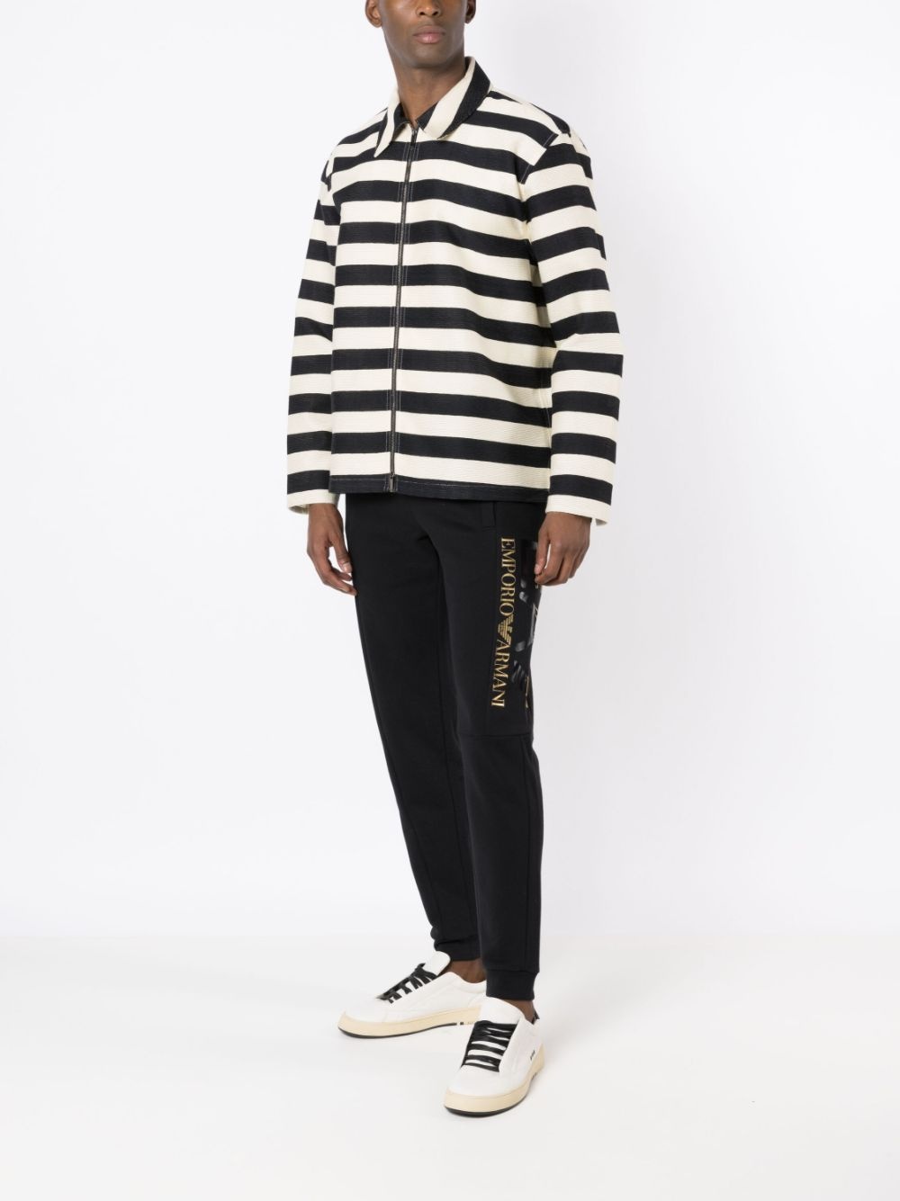 striped zip-up shirt jacket - 2