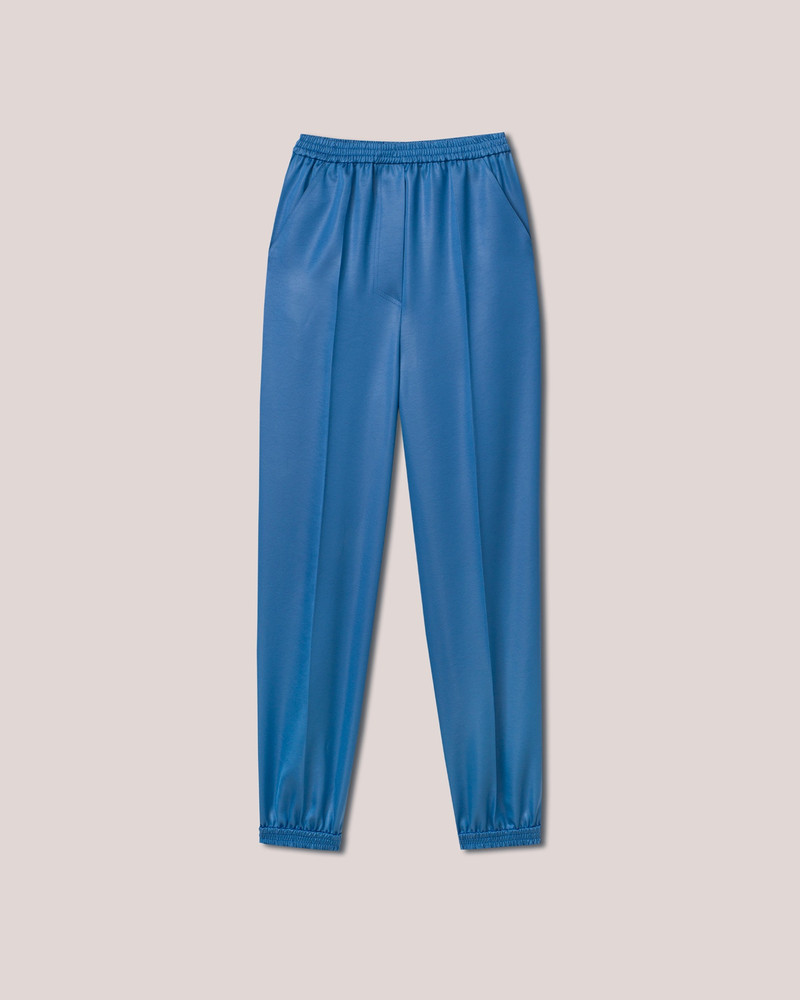 JOLIEN - Glossy satin tapered pants - Blue 1