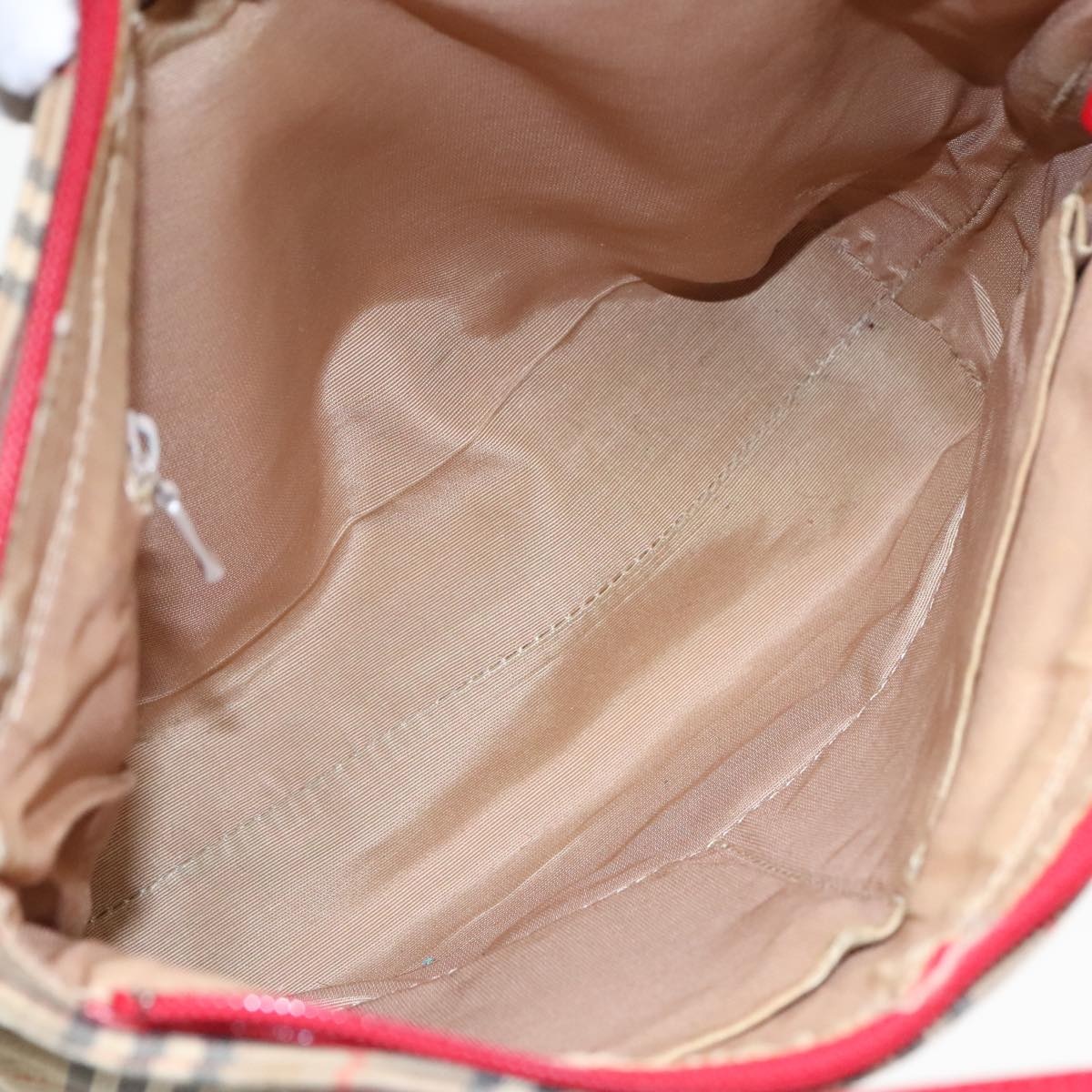Burberry Nova Check Hand Bag Canvas Leather Beige Red Gold - 11