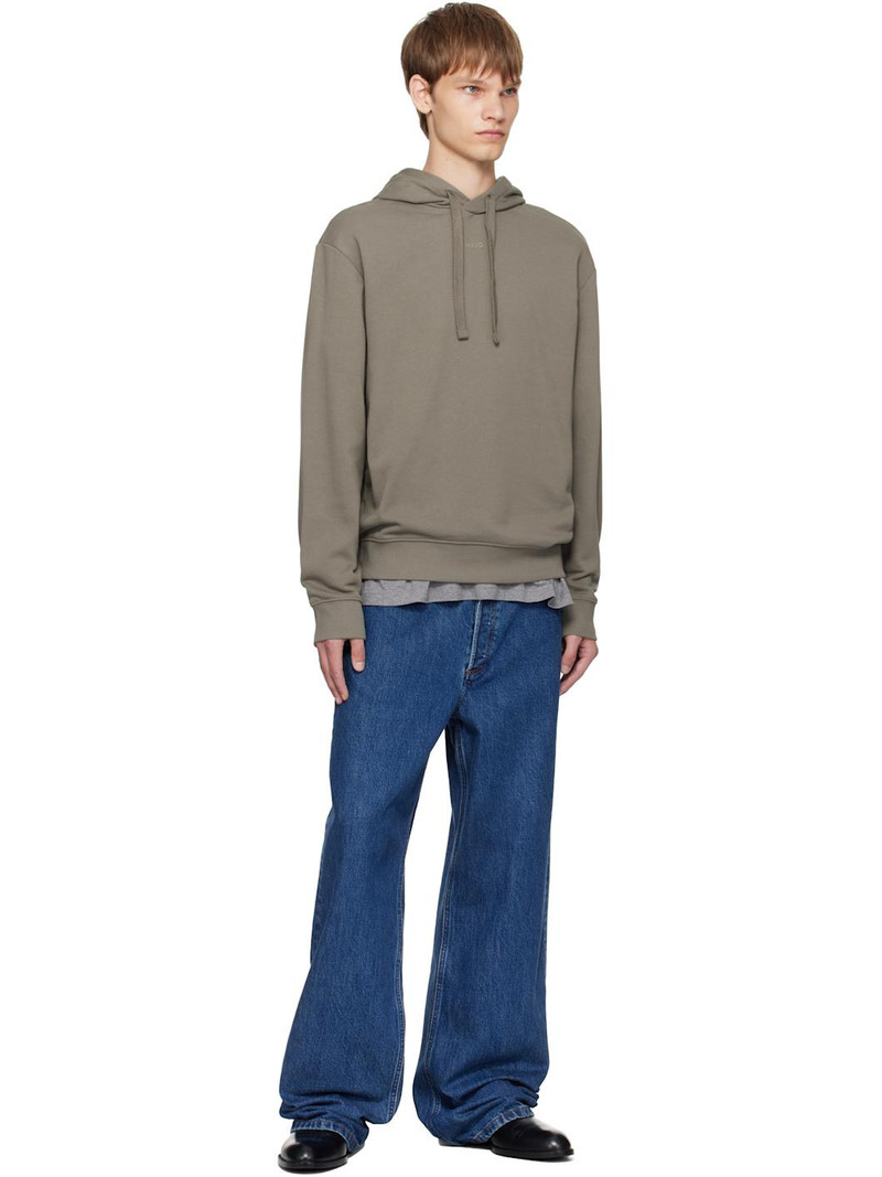 HUGO Taupe Cotton-Terry Relaxed-Fit Hoodie outlook