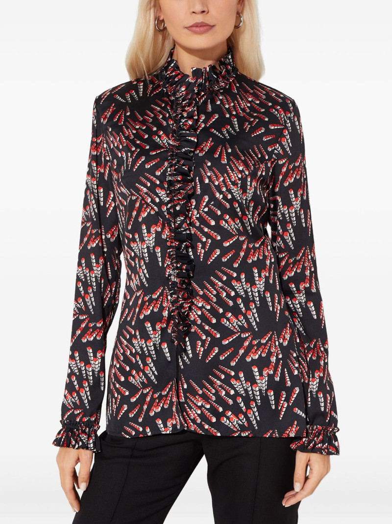 ruffled patterned blouse 1