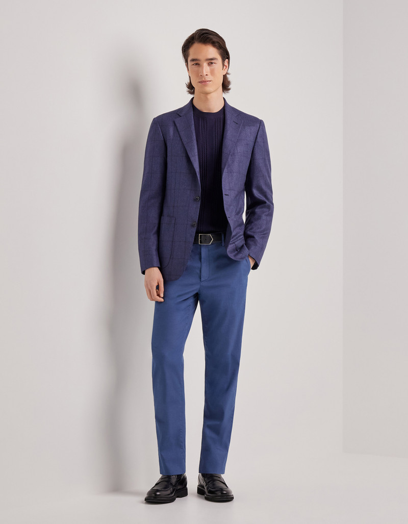 Canali MARINE BLUE REGULAR FIT CHINO PANTS IN COTTON AND SILK GABARDINE outlook