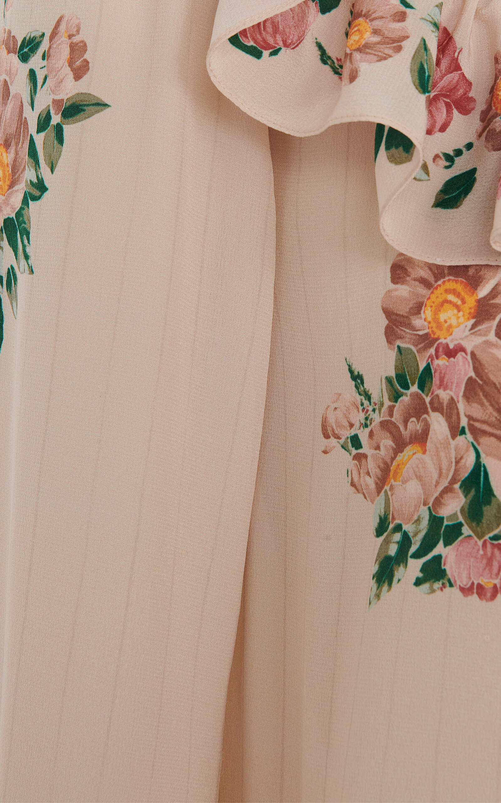 Floral Organic Silk Crepe de Chine Dress white - 5