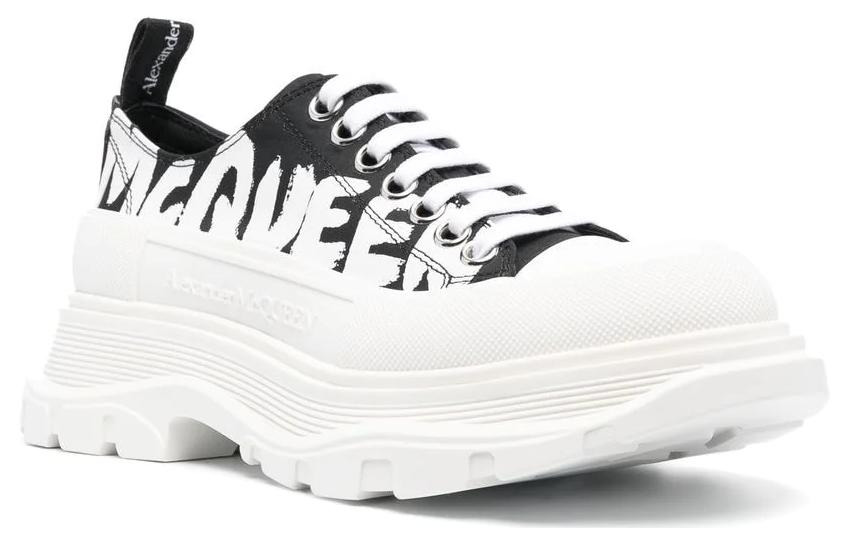 (WMNS) Alexander McQueen Tread Slick Low Lace Up Graffiti Shoes 'White Black' 708753W4RQ21041 - 3