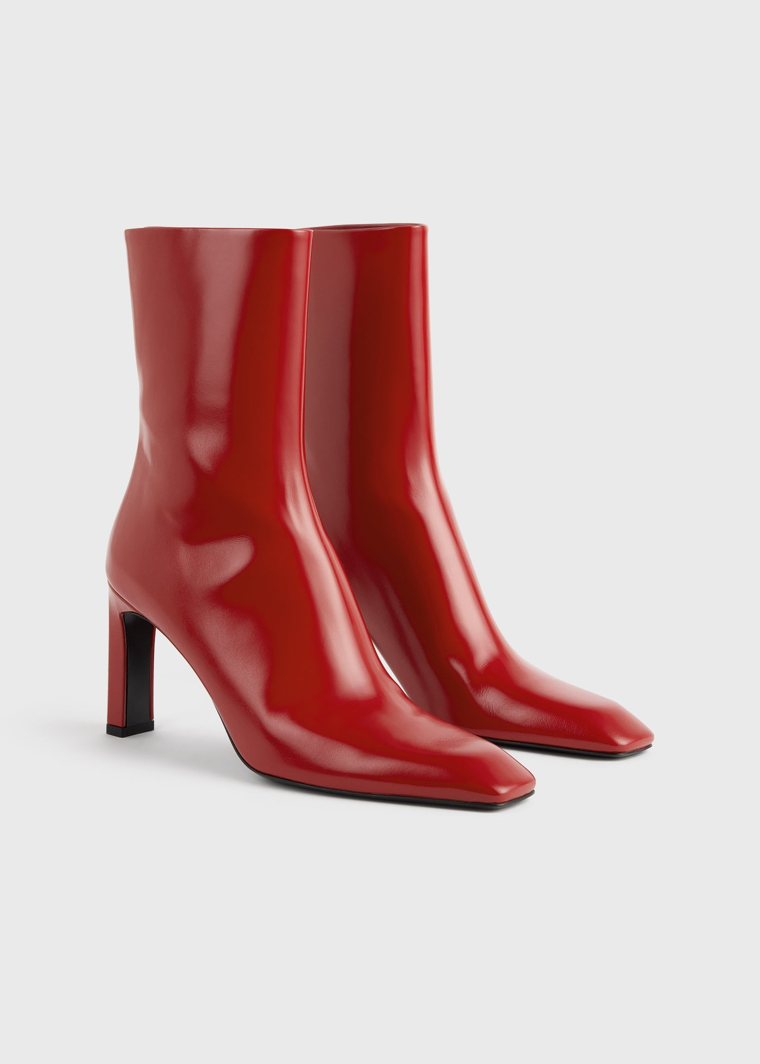 Bar glossy leather boots red - 7