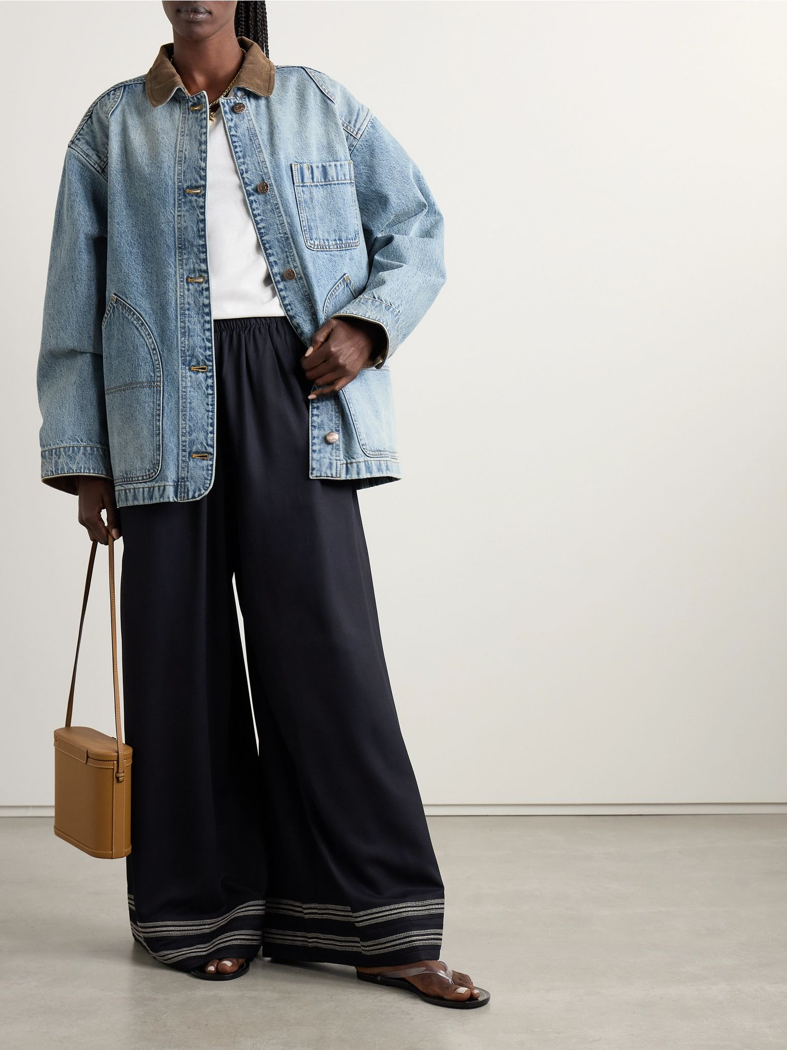Pascual corduroy-trimmed denim jacket Dark denim - 2