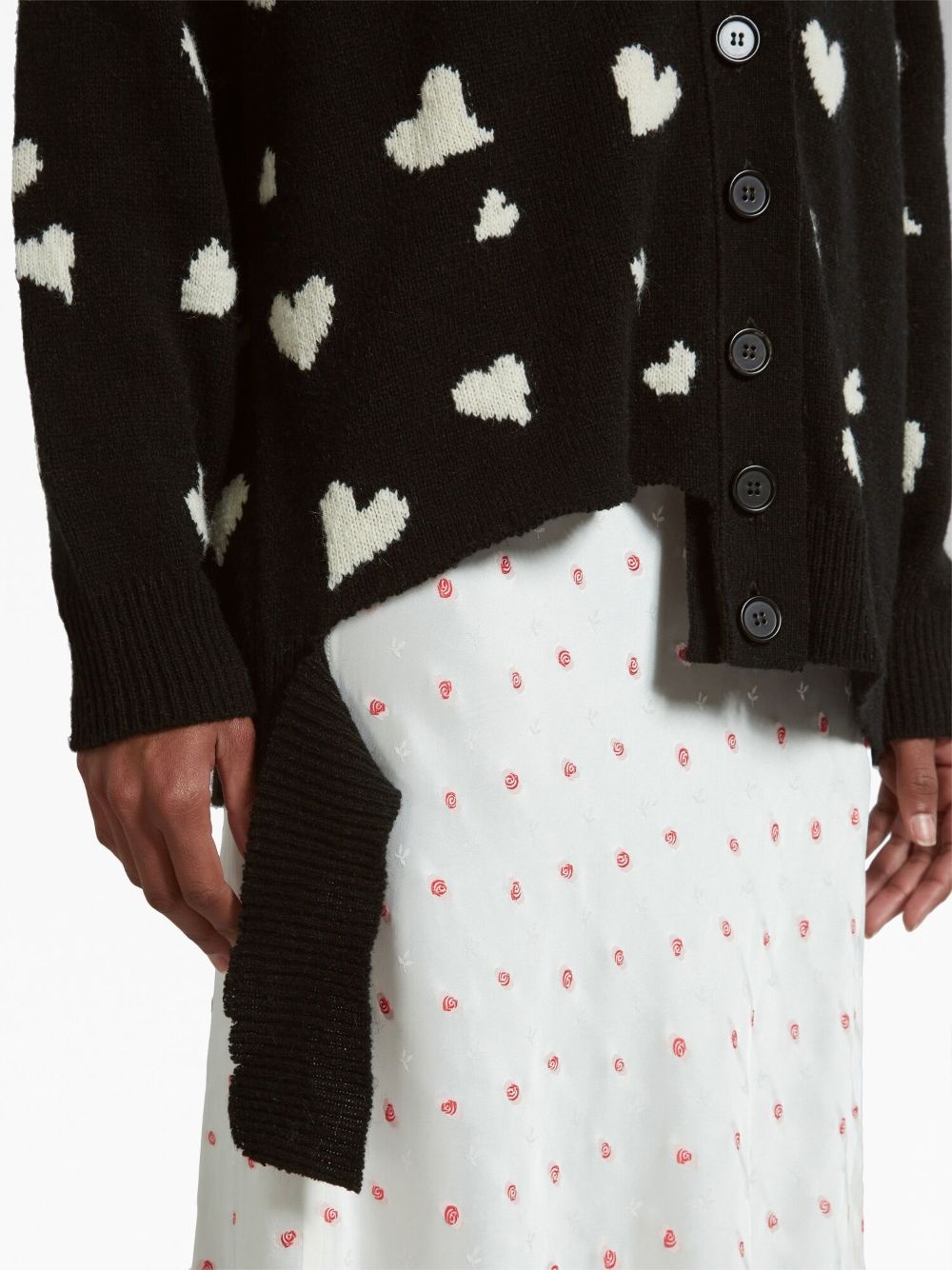 heart-print V-neck cardigan - 6
