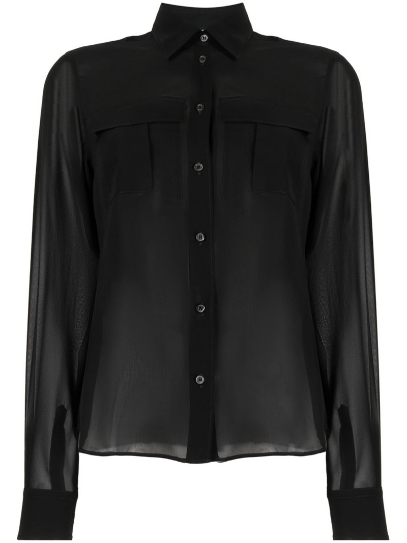 semi-sheer construction silk blouse 1