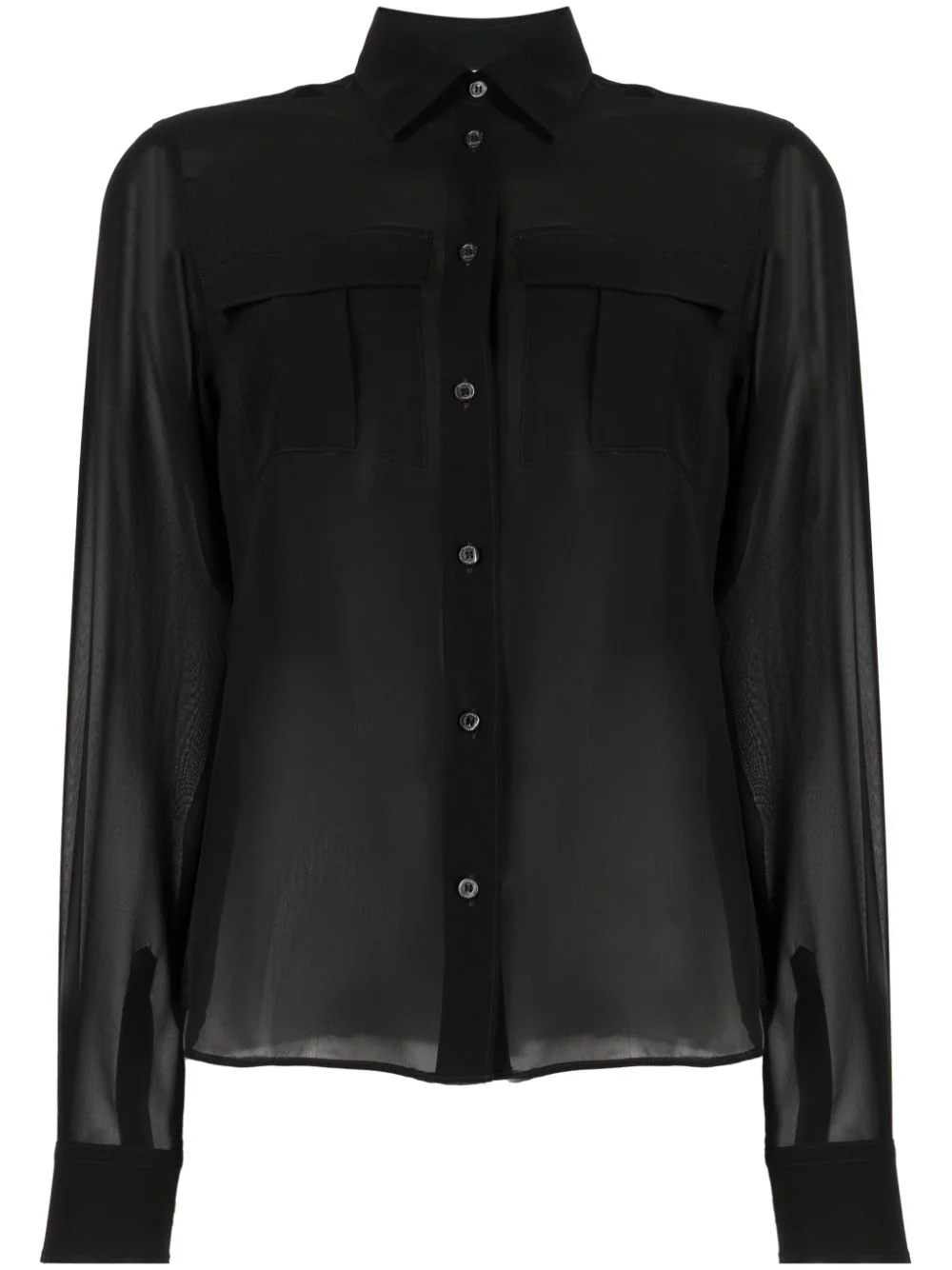 semi-sheer construction silk blouse - 1