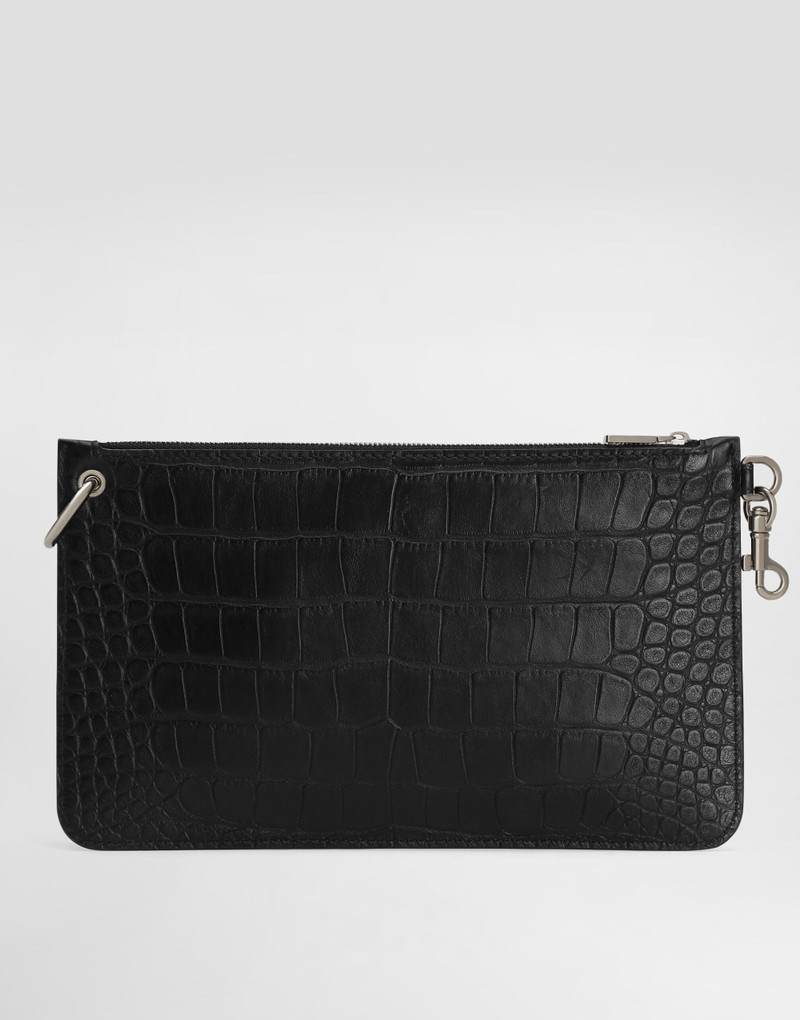 Crocodile-print calfskin toiletry bag 5