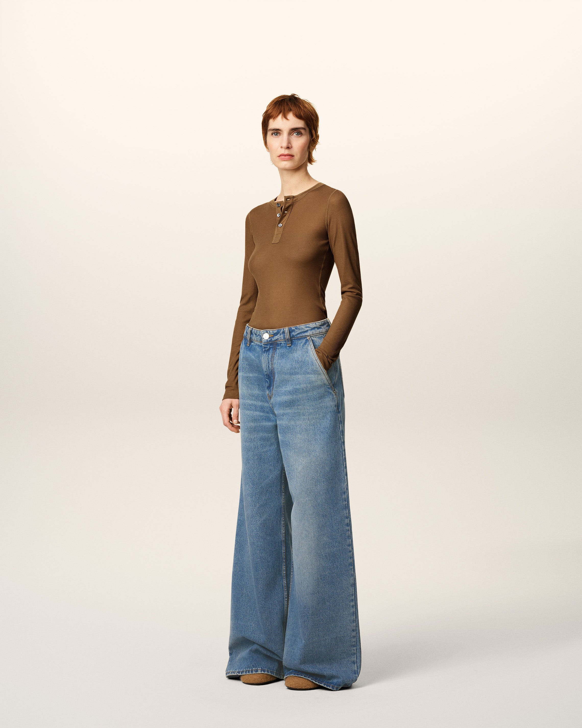 BLUE COTTON SUPER WIDE FIT JEANS - 6