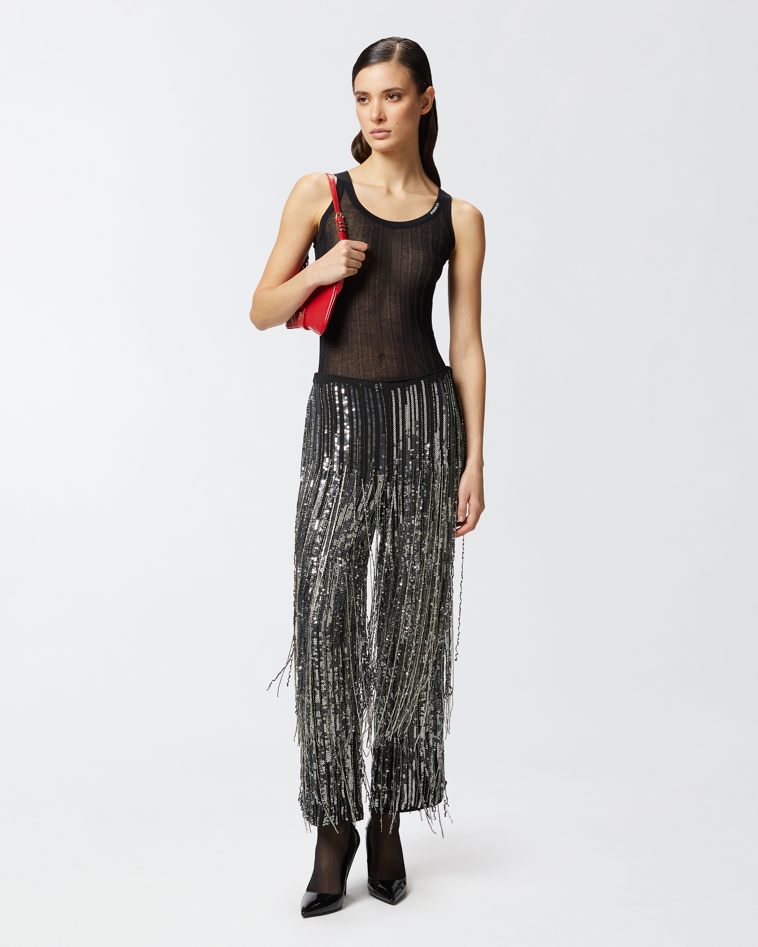 ELEGANT TROUSERS WITH FRINGING AND SEQUINS - 2
