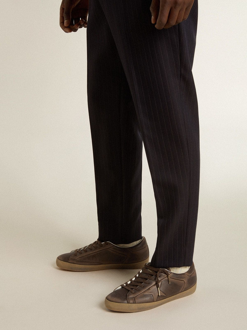 Men’s Super-Star with star and heel tab in brown lived-in effect leather 3
