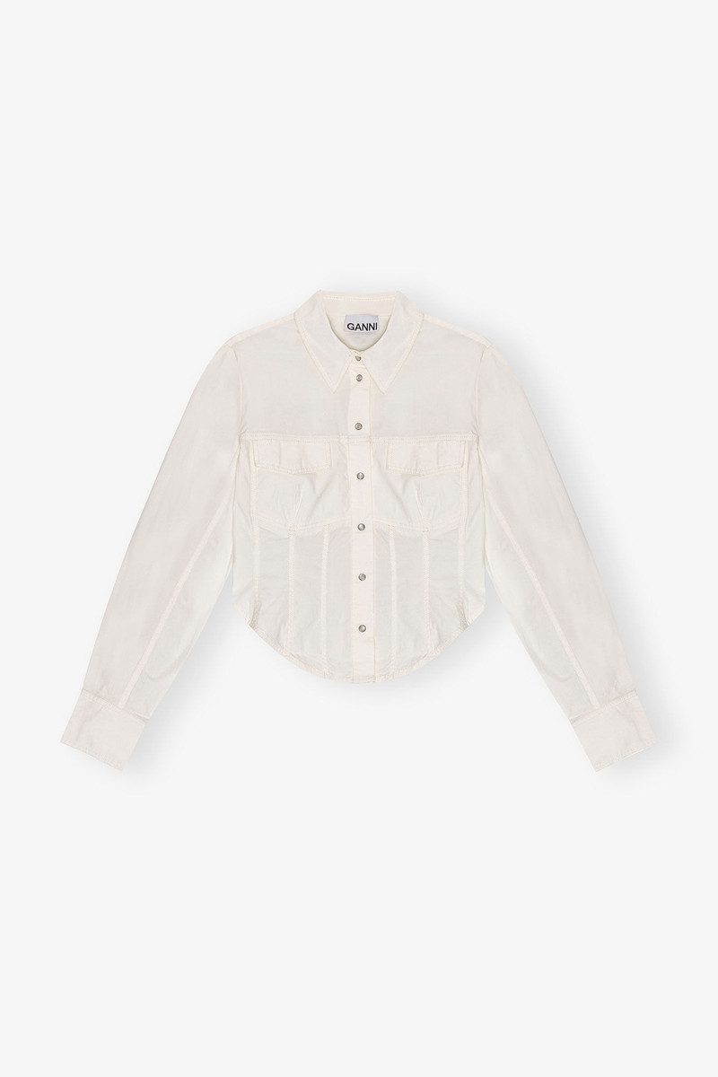 OFF-WHITE WASHED STRETCH COTTON CORSET SHIRT 1