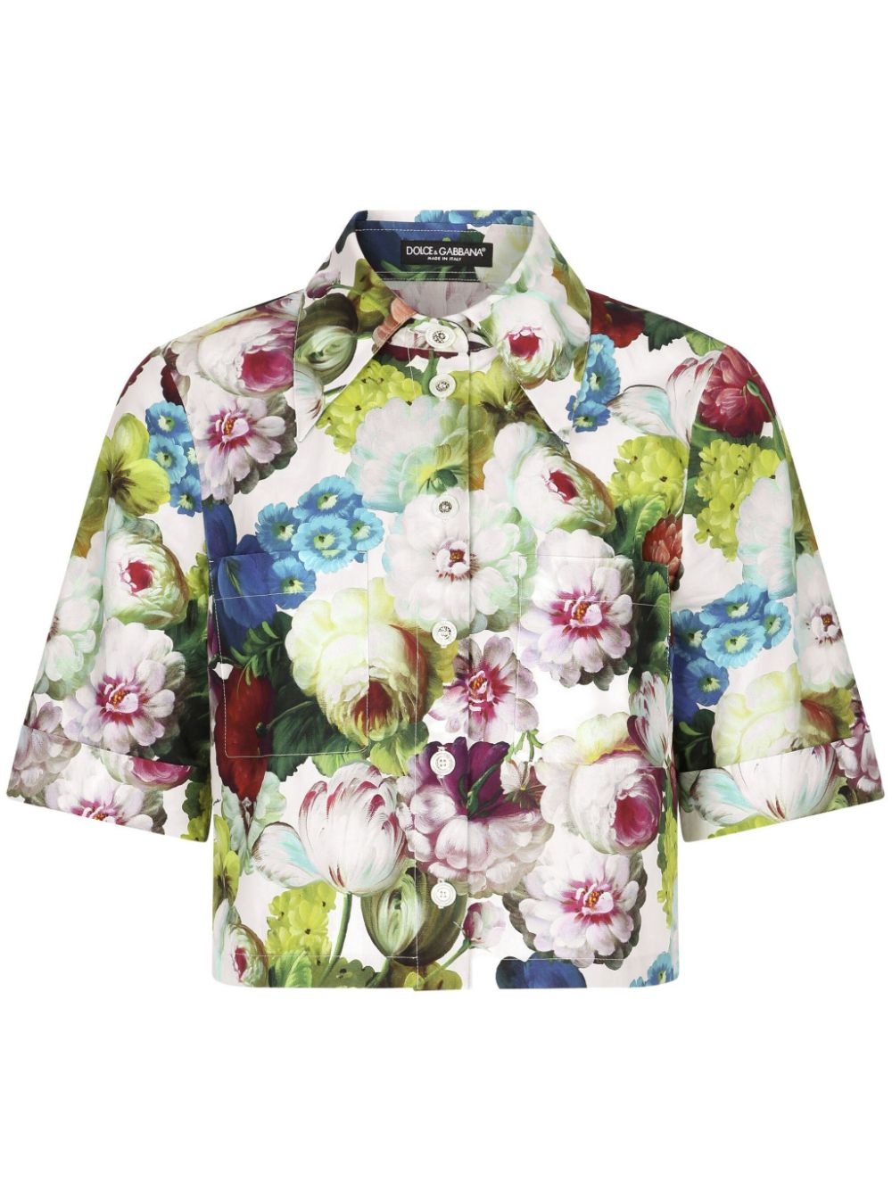 flower-print cotton shirt - 1