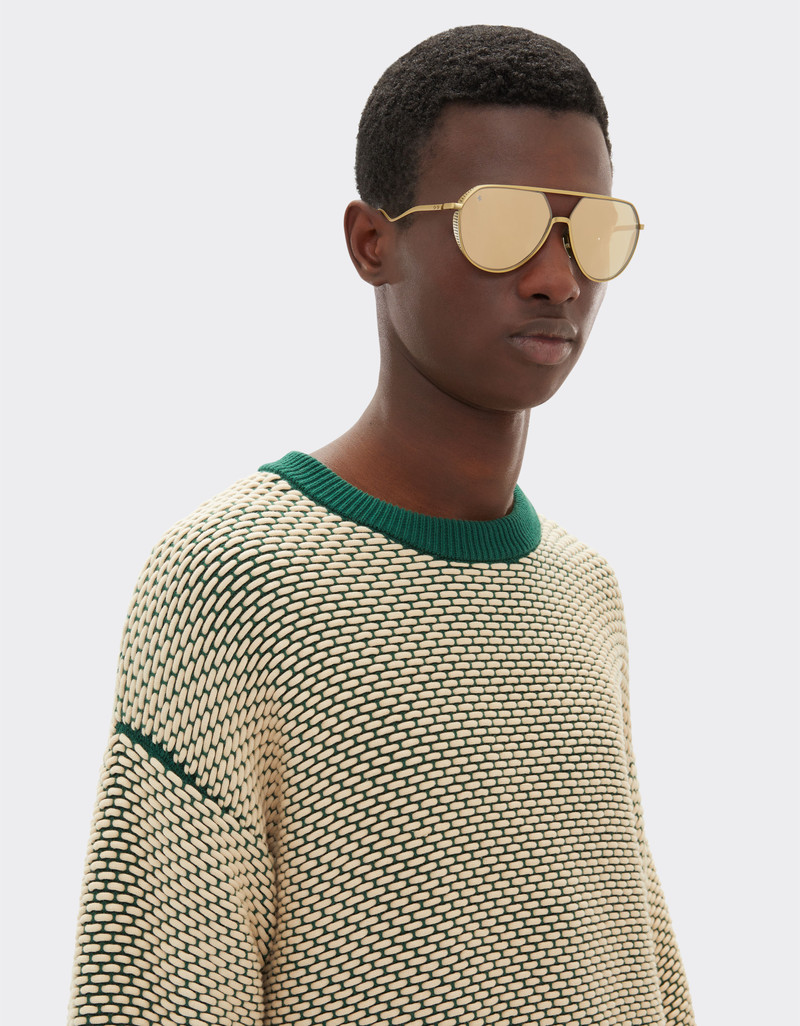 Ferrari Ferrari sunglasses in matt gold-tone titanium with gold mirror yellow lenses outlook