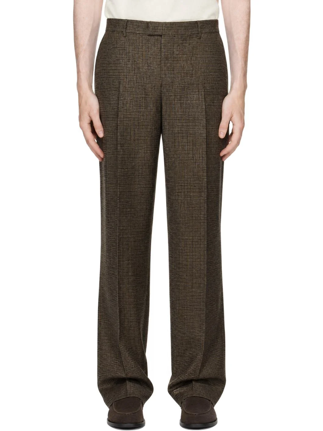Brown Houndstooth Balloon Trousers - 1