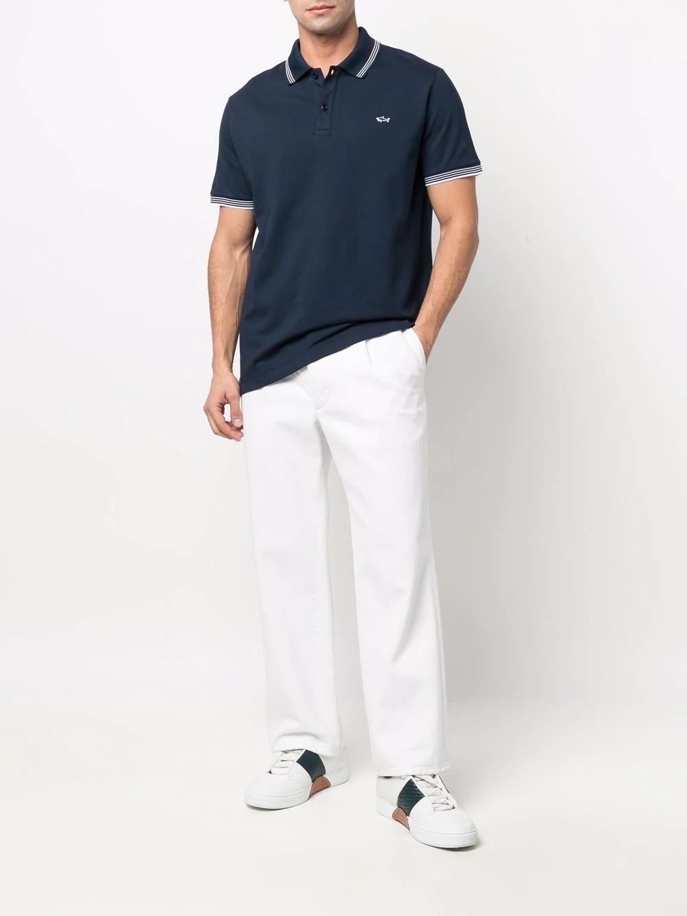 striped-trim polo shirt - 2