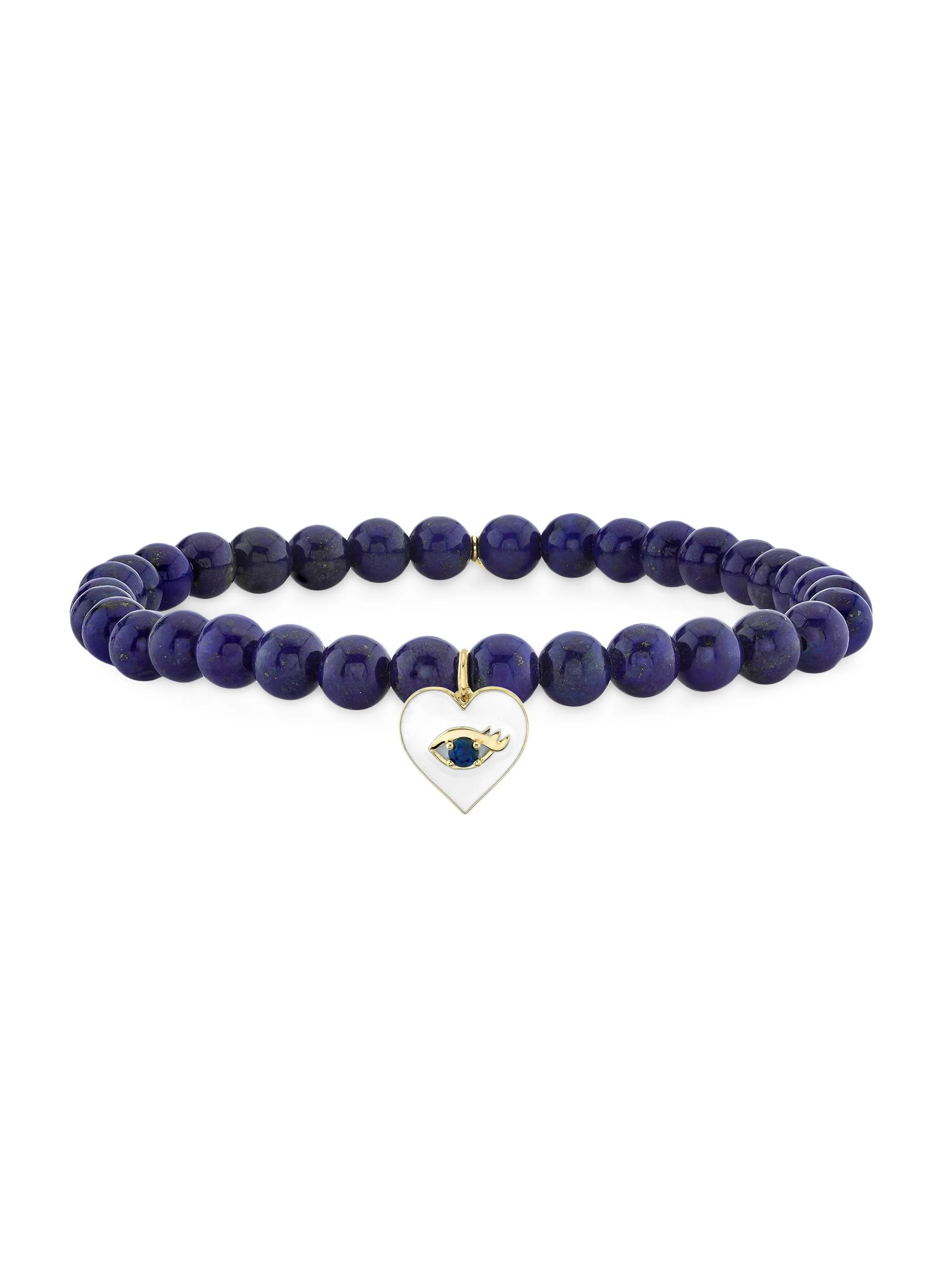 Women's Chance Heart 14K Yellow Gold, Enamel & Sapphire Evil Eye Stretch Bracelet - Multi - 1