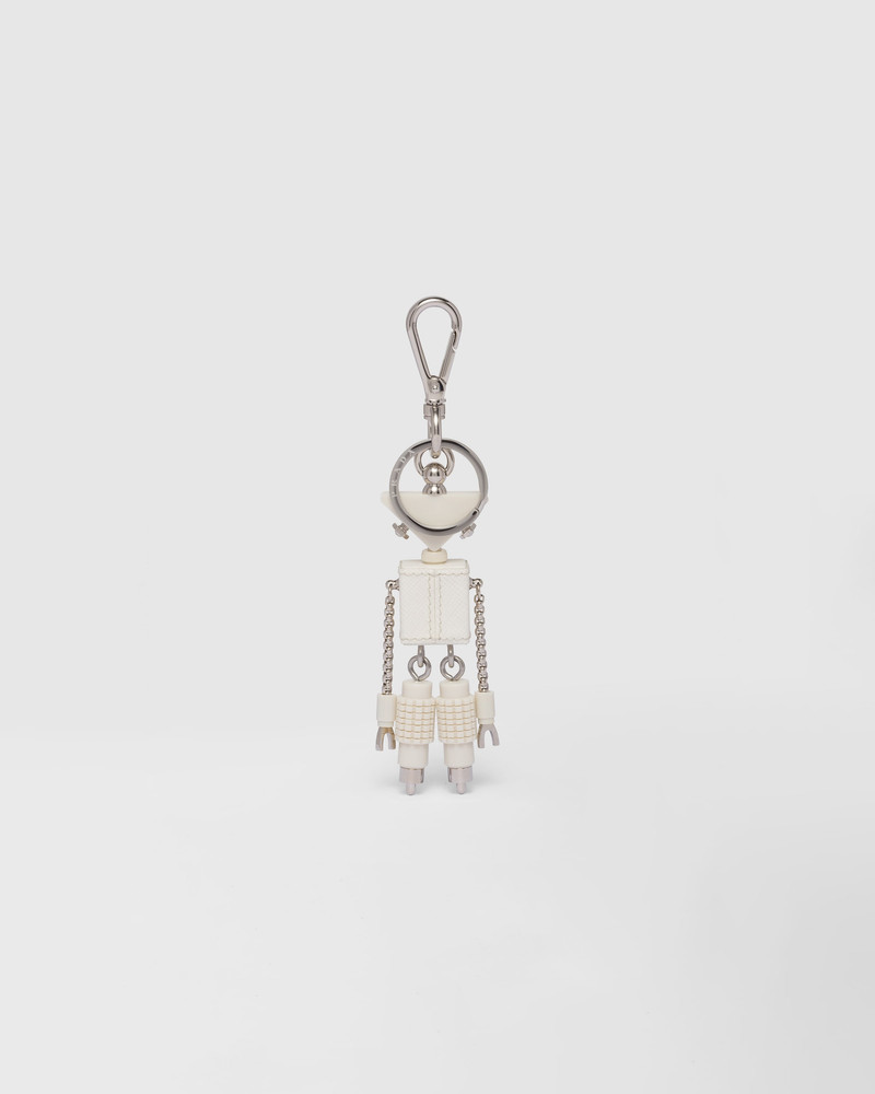 Saffiano leather robot trick keychain 3