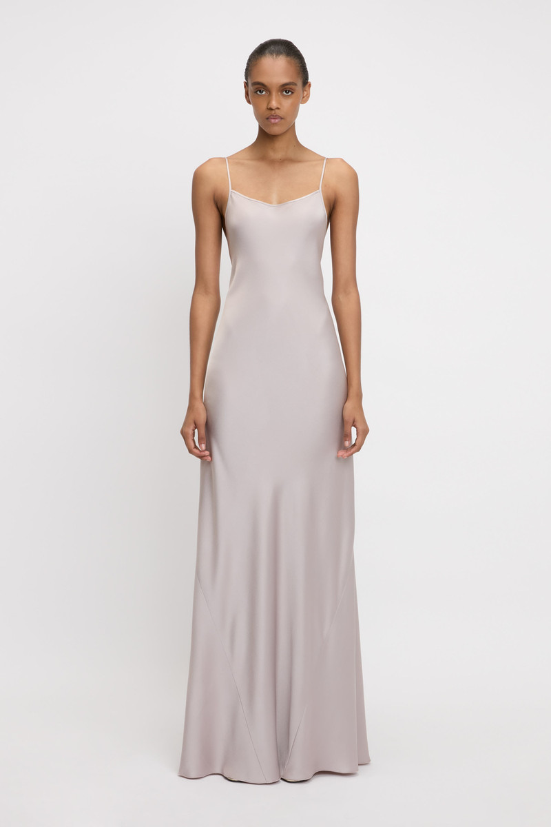 Victoria Beckham Cami Floor-Length Dress In Heather outlook