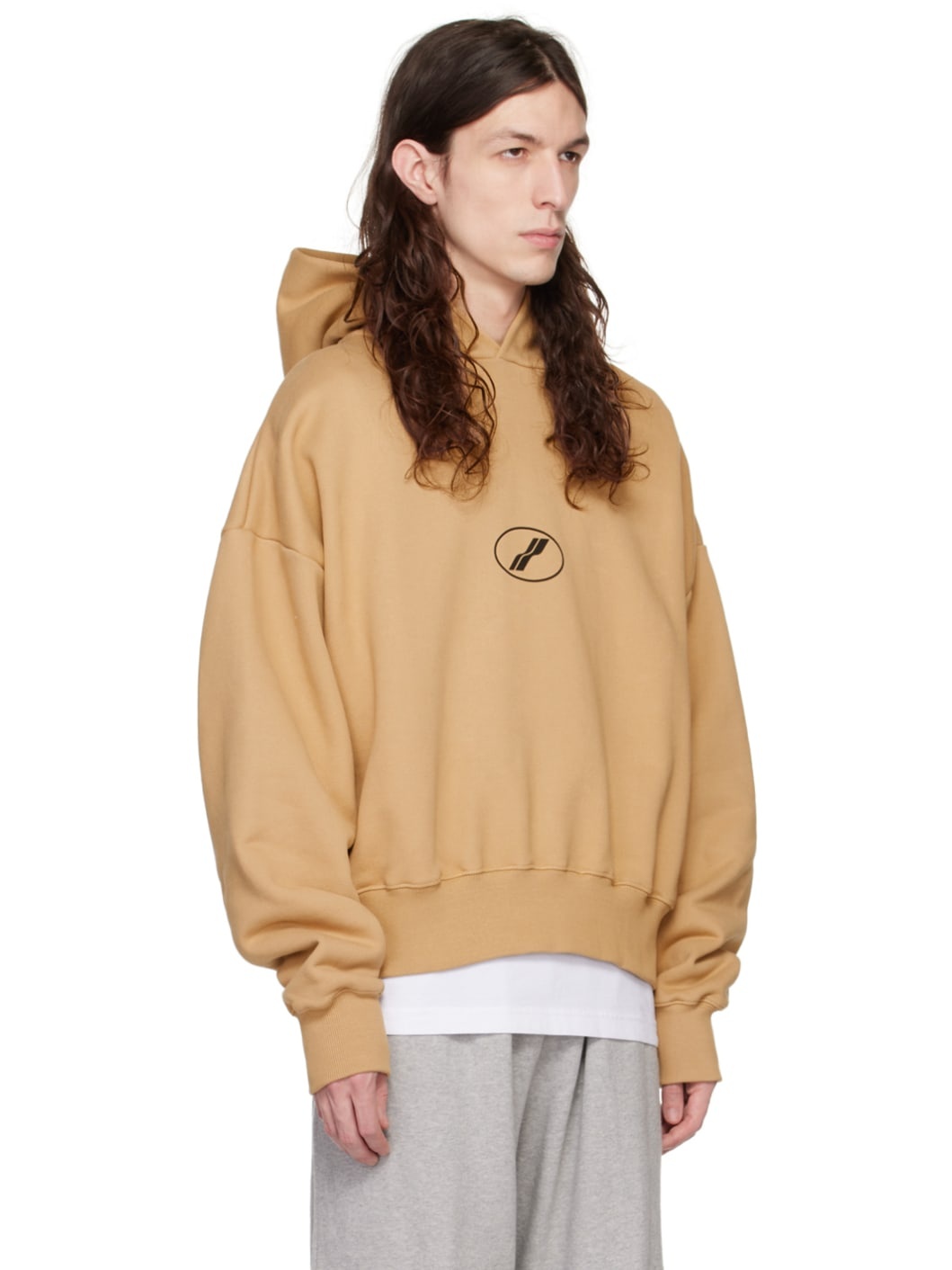 Beige Center Basic Hoodie - 2