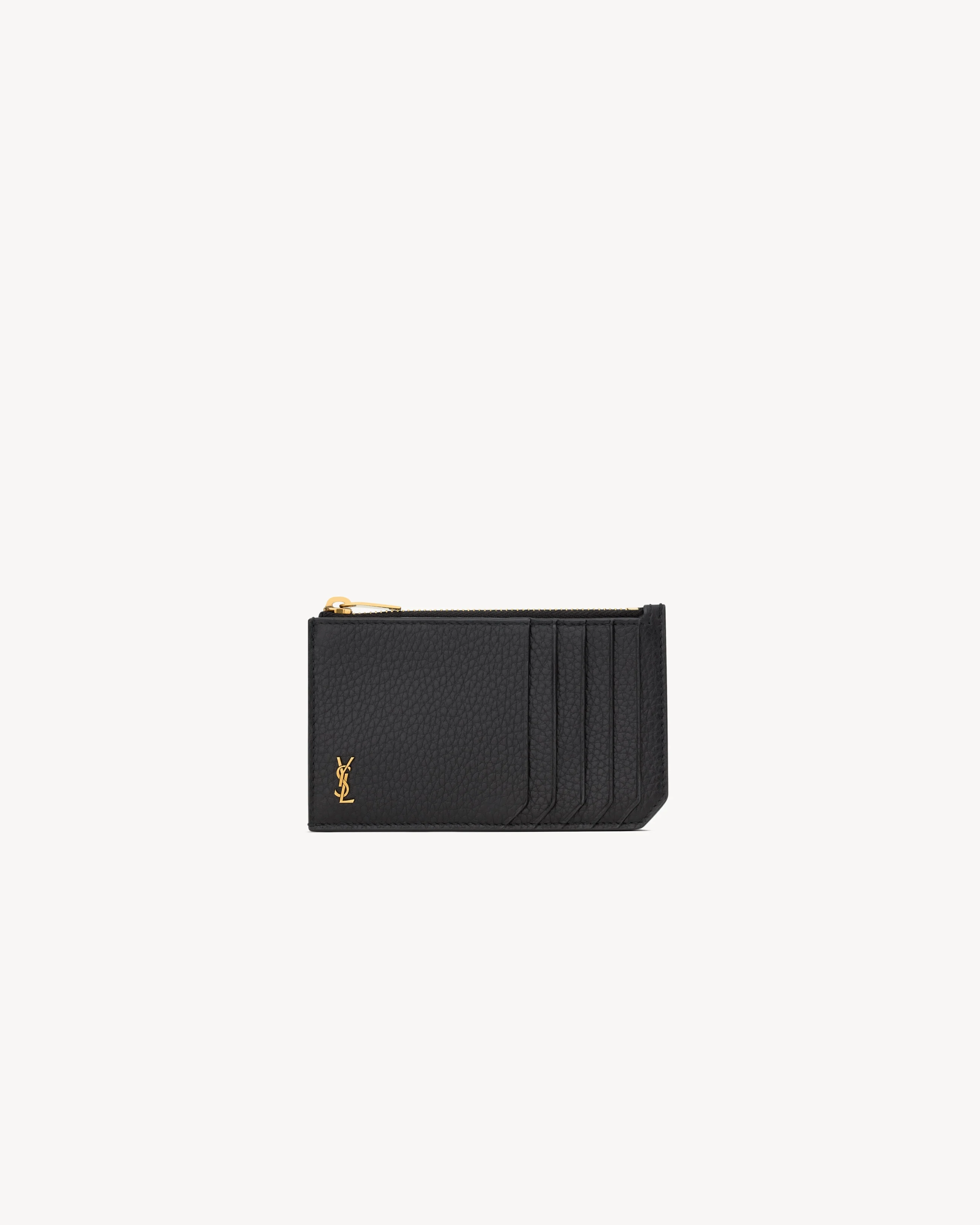 TINY CASSANDRE FRAGMENTS ZIP CARD CASE IN GRAINED LEATHER - 1