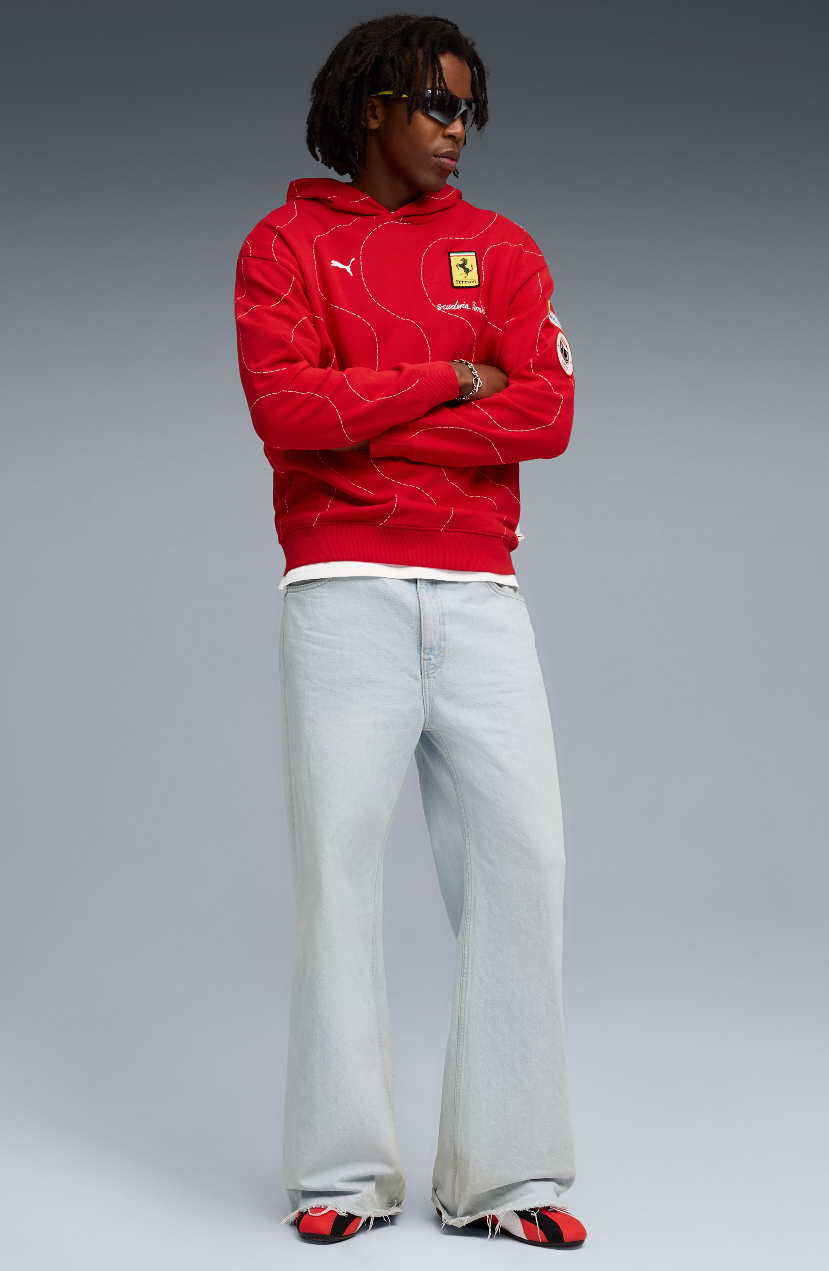PUMA x Scuderia Ferrari Monza Cotton Hoodie in Rosso Corsa at Nordstrom - 7