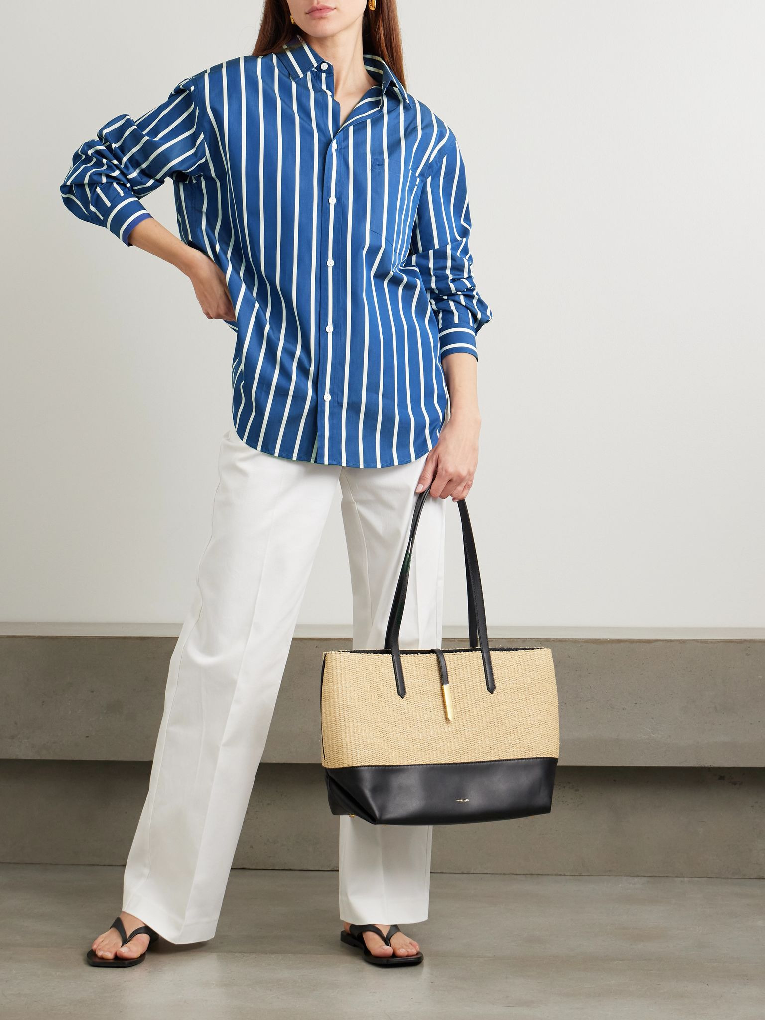 Striped cotton-poplin shirt Blue - 2