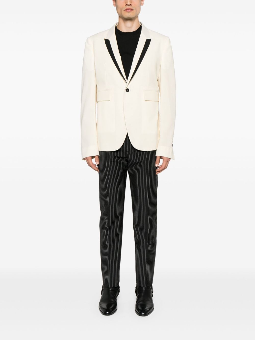 contrasting-trim single-breasted blazer - 2