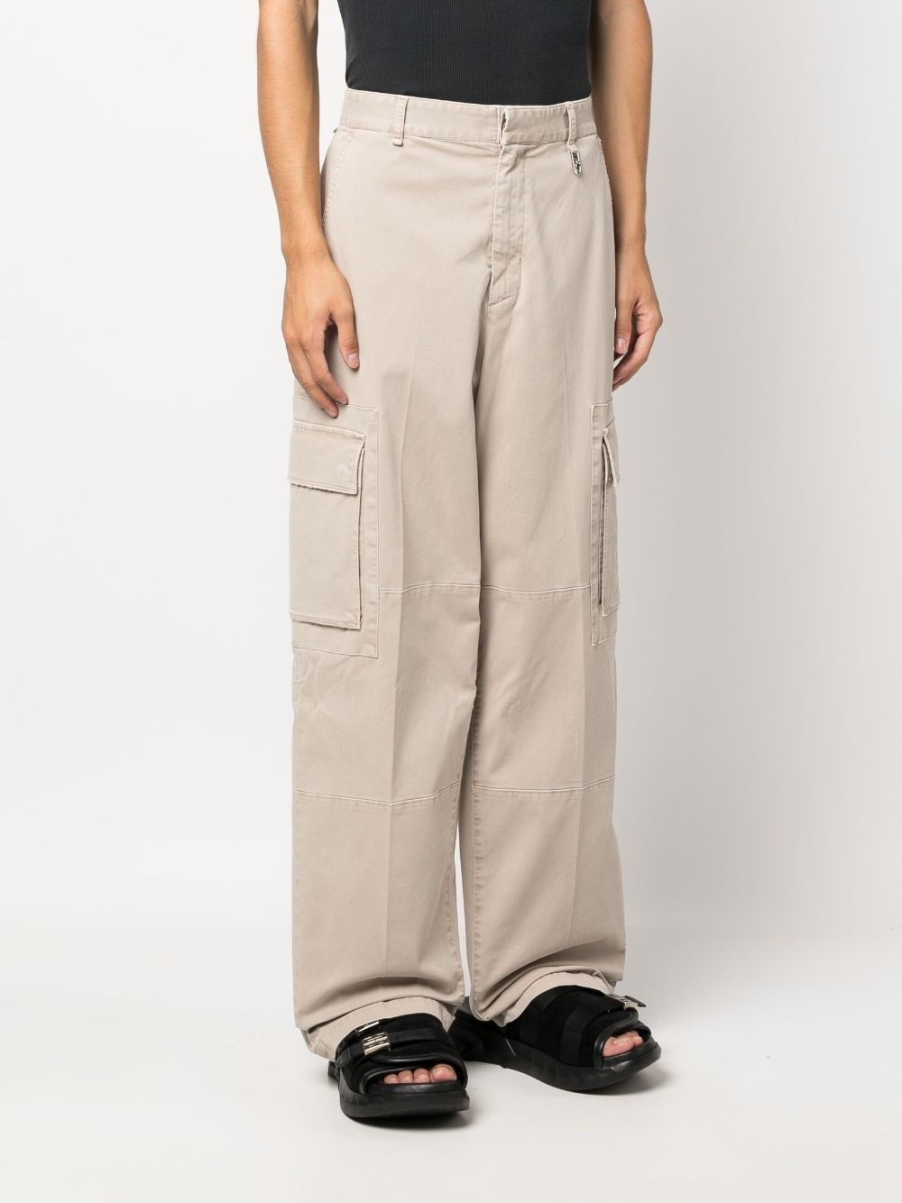 logo-patch wide-leg trousers - 3