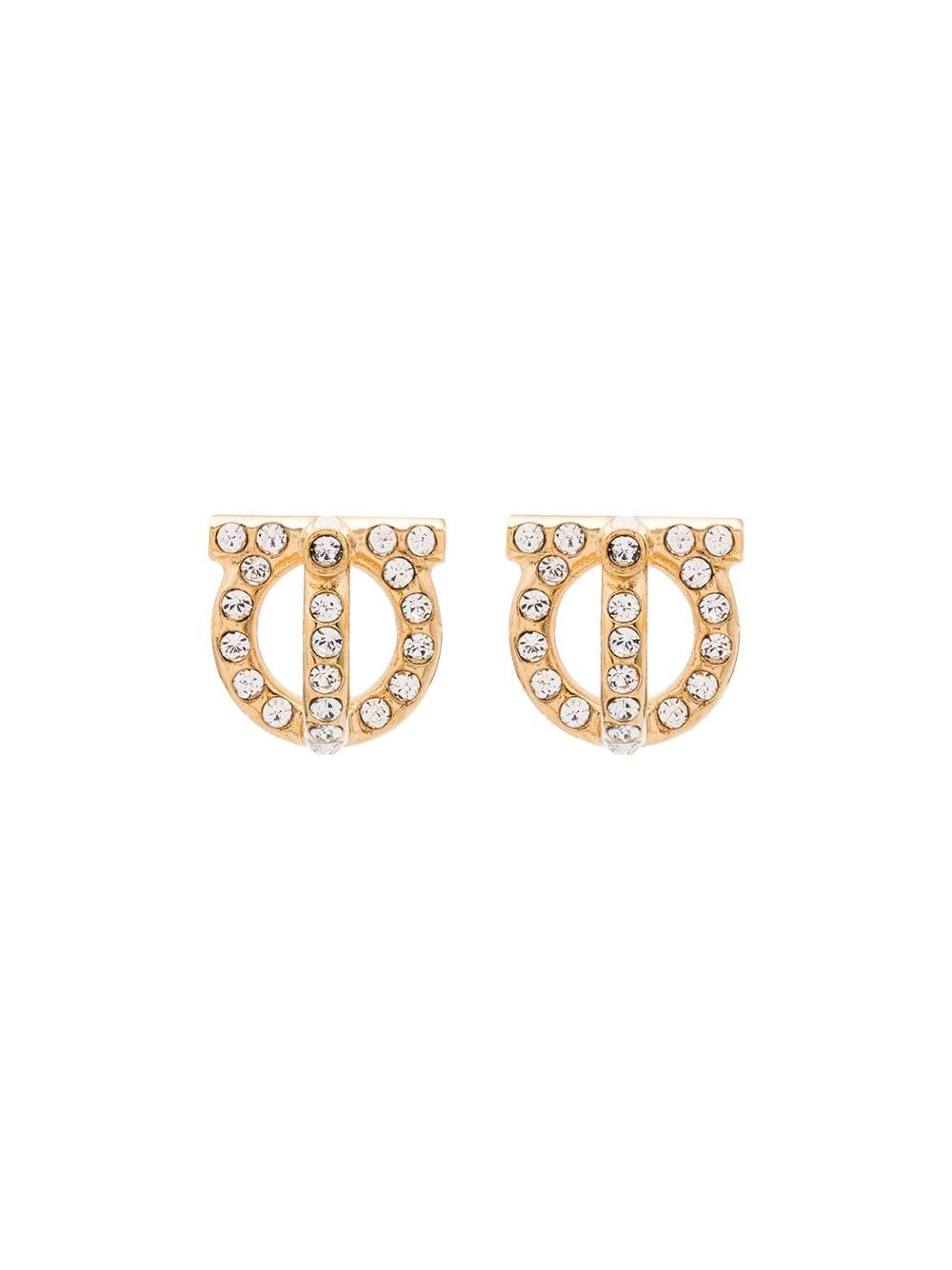 Gancini gold-tone crystal earrings - 1