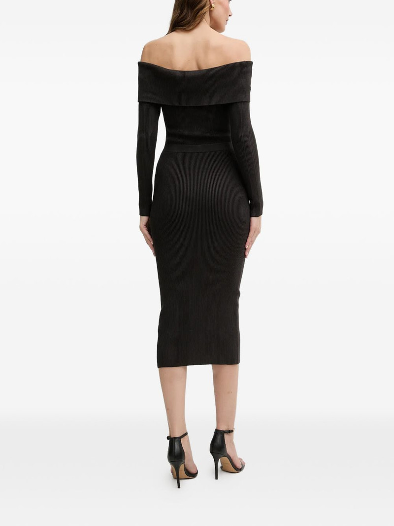 off-shoulder button midi dress 3
