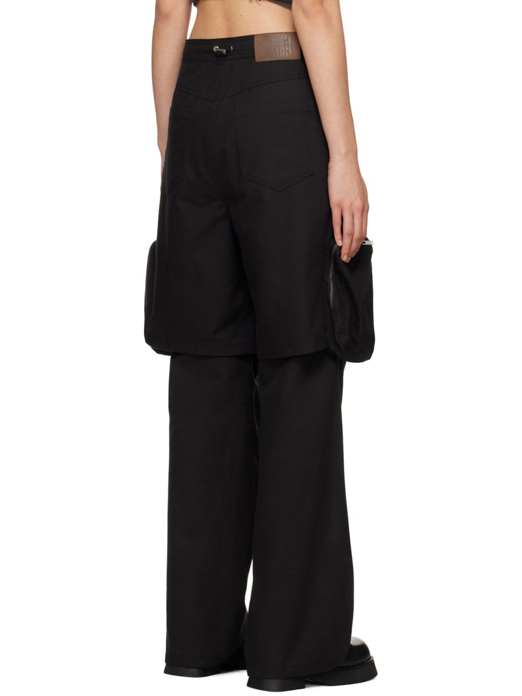 Black Layered Cargo Pants - 3