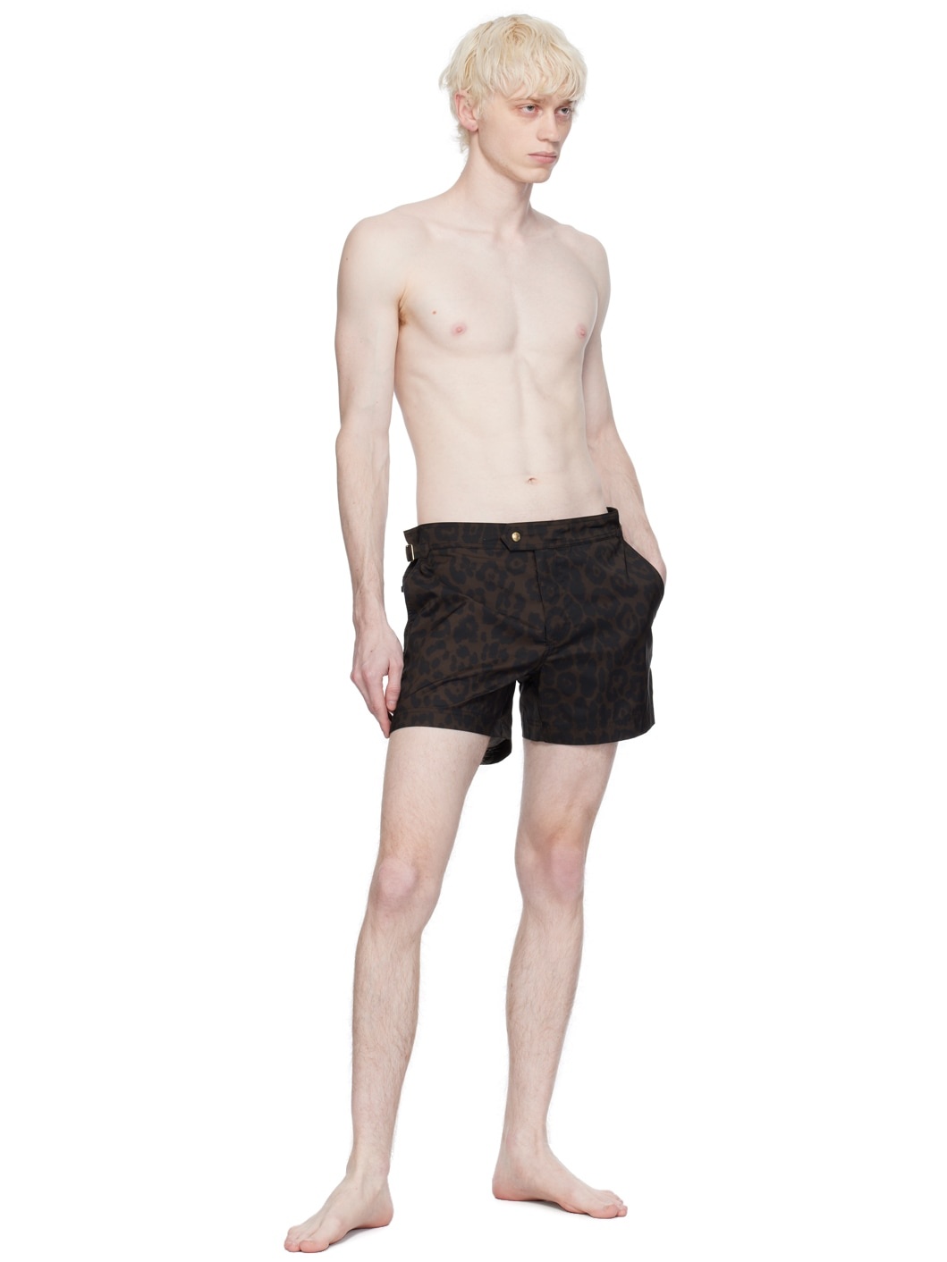Brown Print Swim Shorts - 4