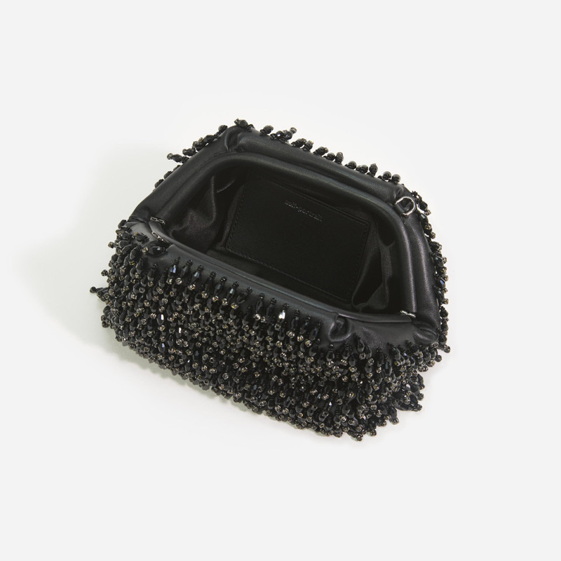 self-portrait Black Crystal Embroidery Clutch Bag outlook