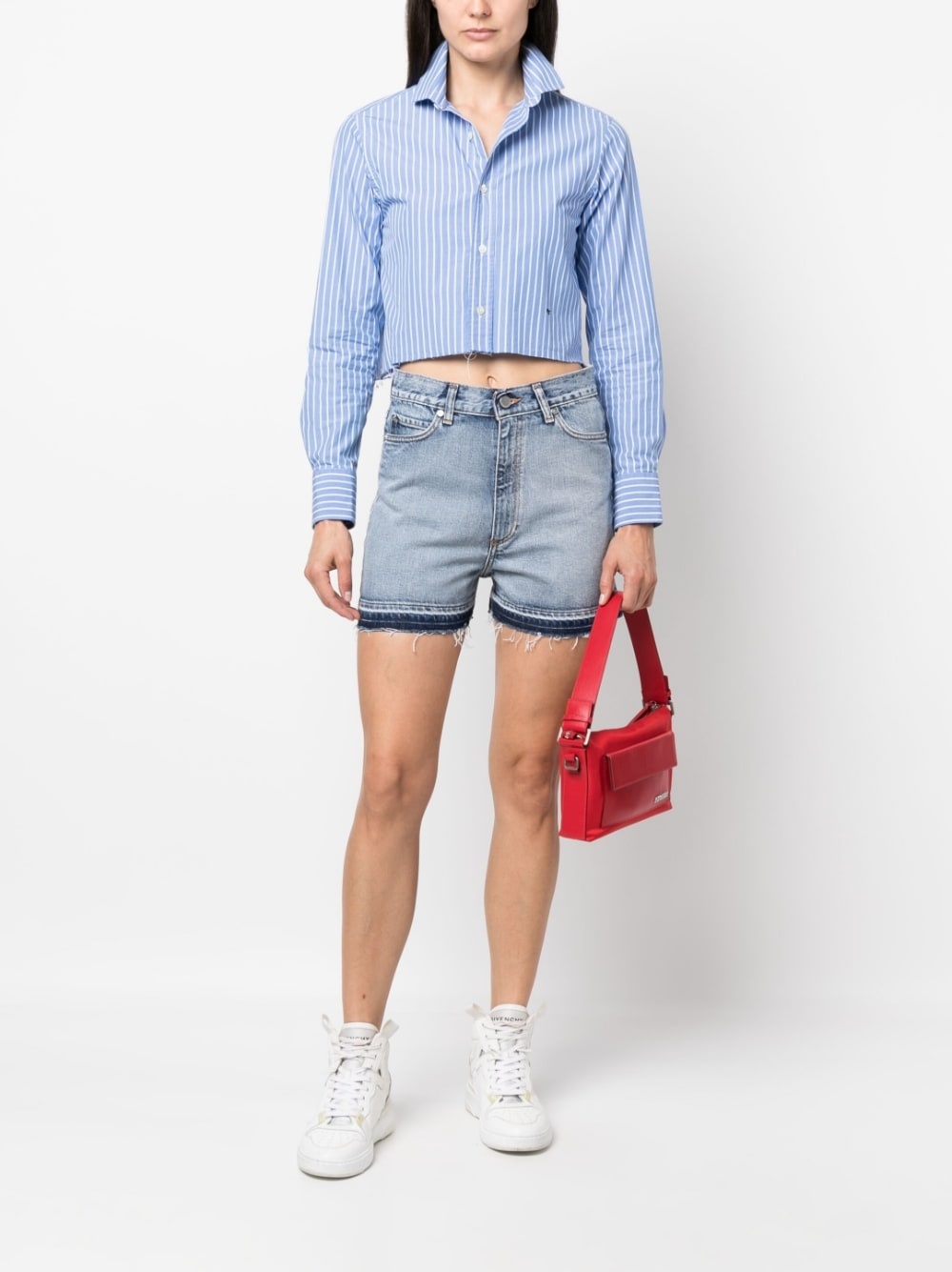 light-wash denim shorts - 2