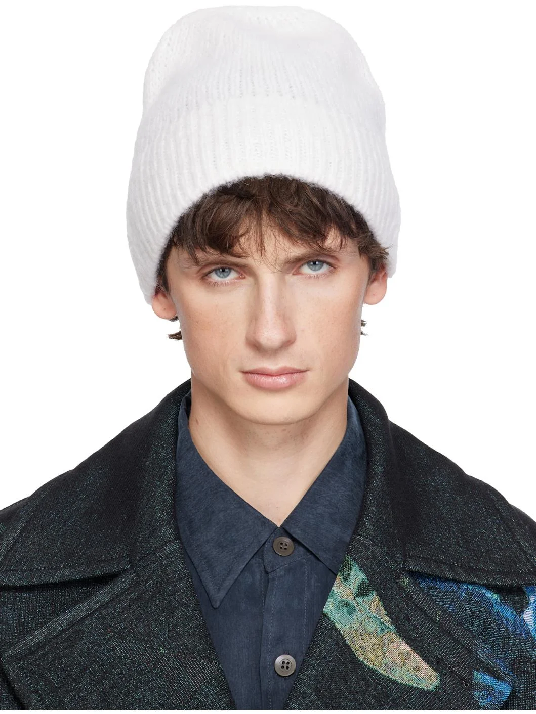 White Alpaca Blend Beanie - 1