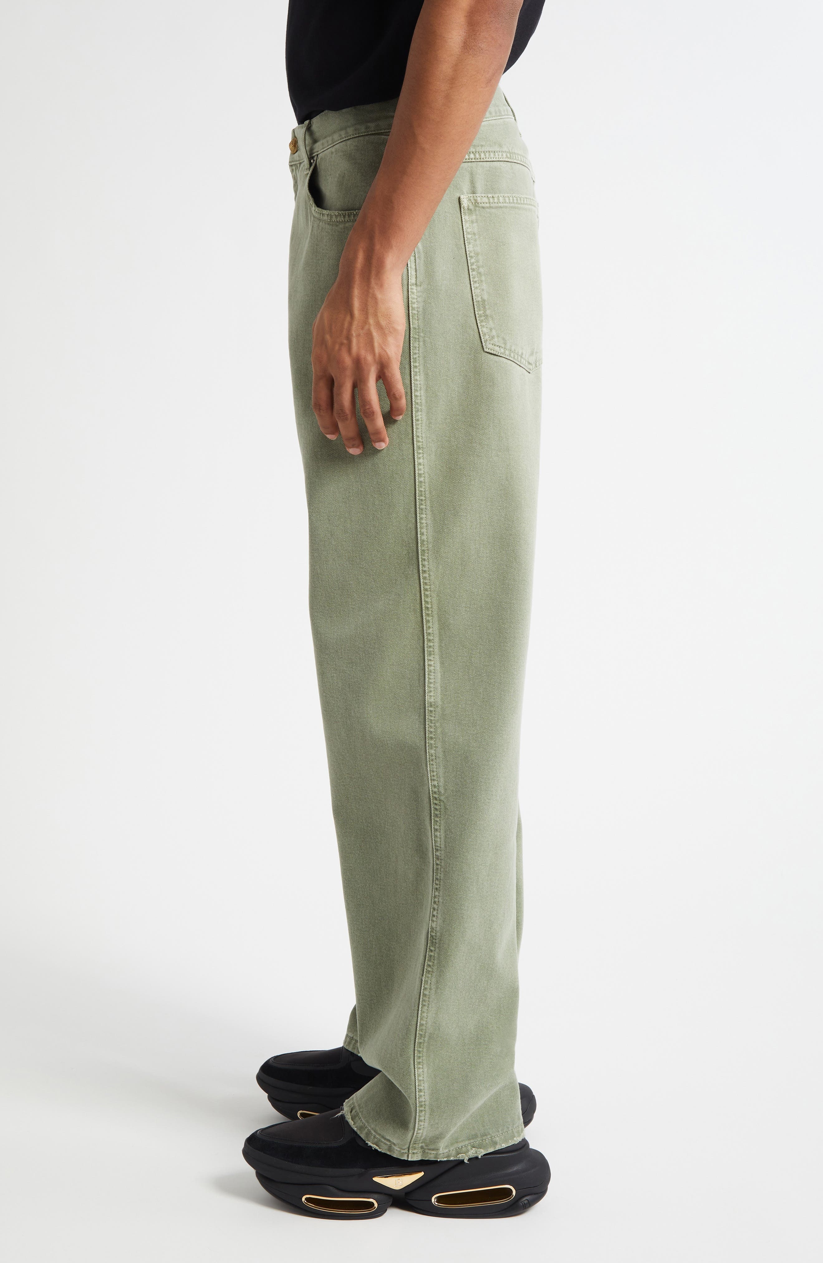 Balmain Loose Fit Khaki Pants in Kaki at Nordstrom - 4