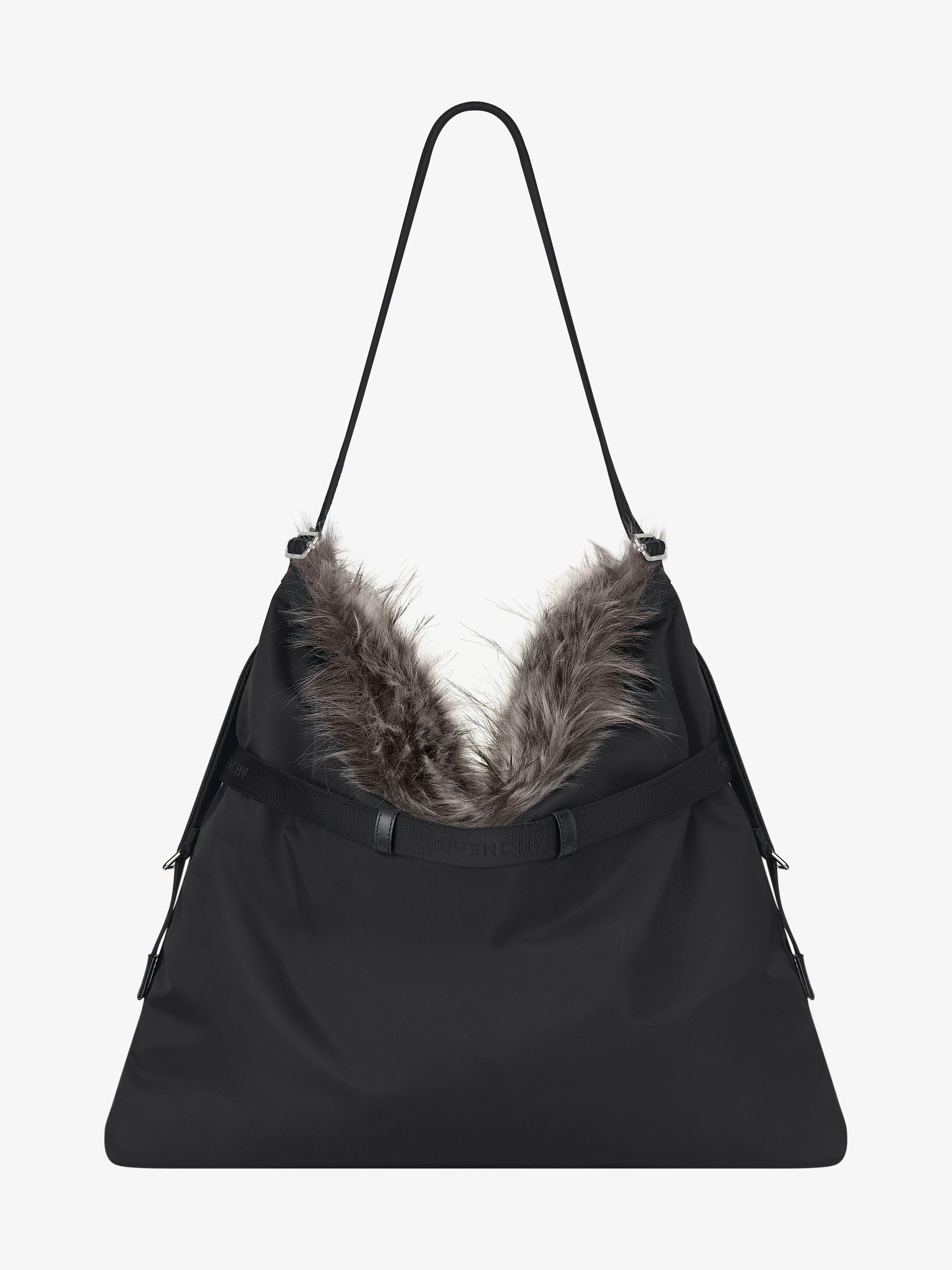 LARGE VOYOU BAG IN NYLON AND FAUX FUR - 4