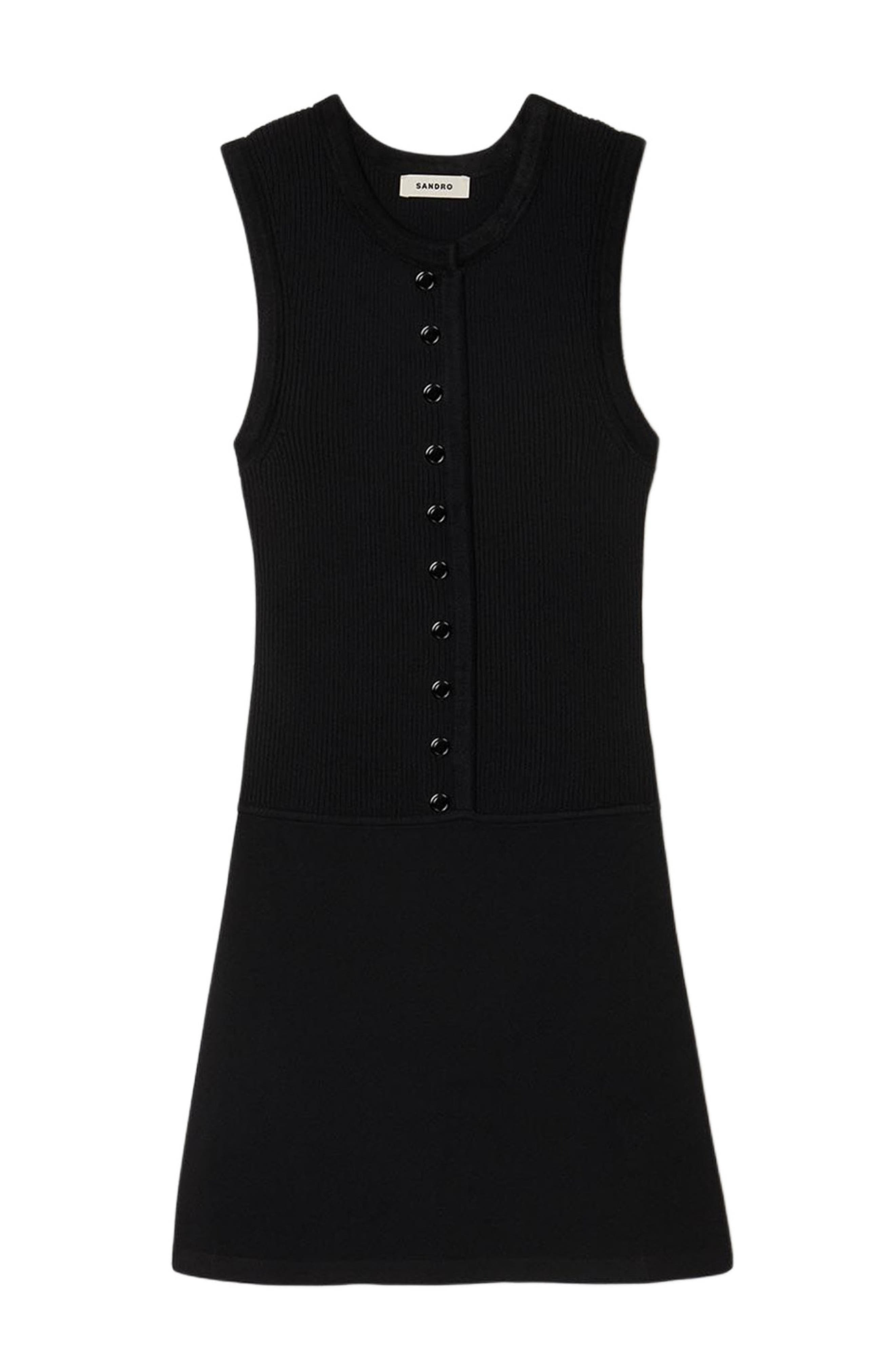 SANDRO Short ribbed knit dress in Black at Nordstrom - 5